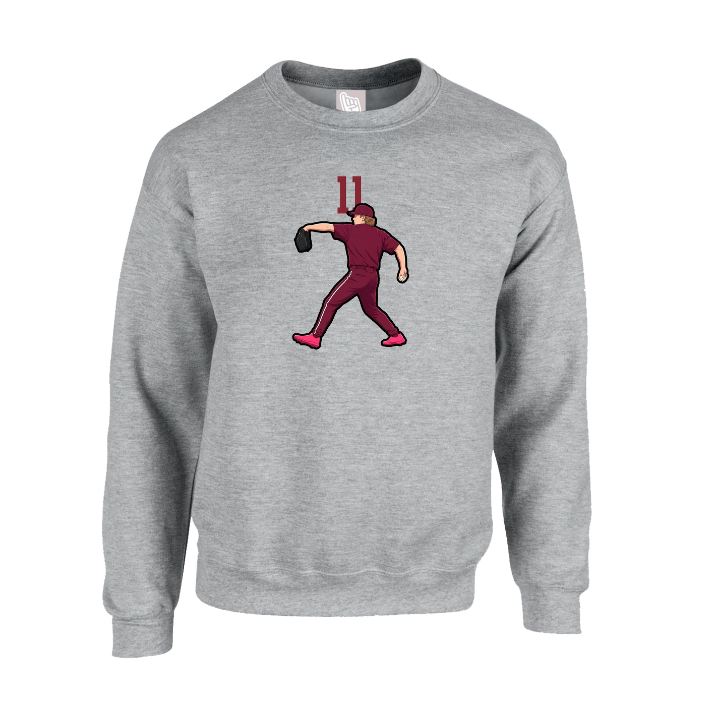 Fleece Crew — Number Top in Grey