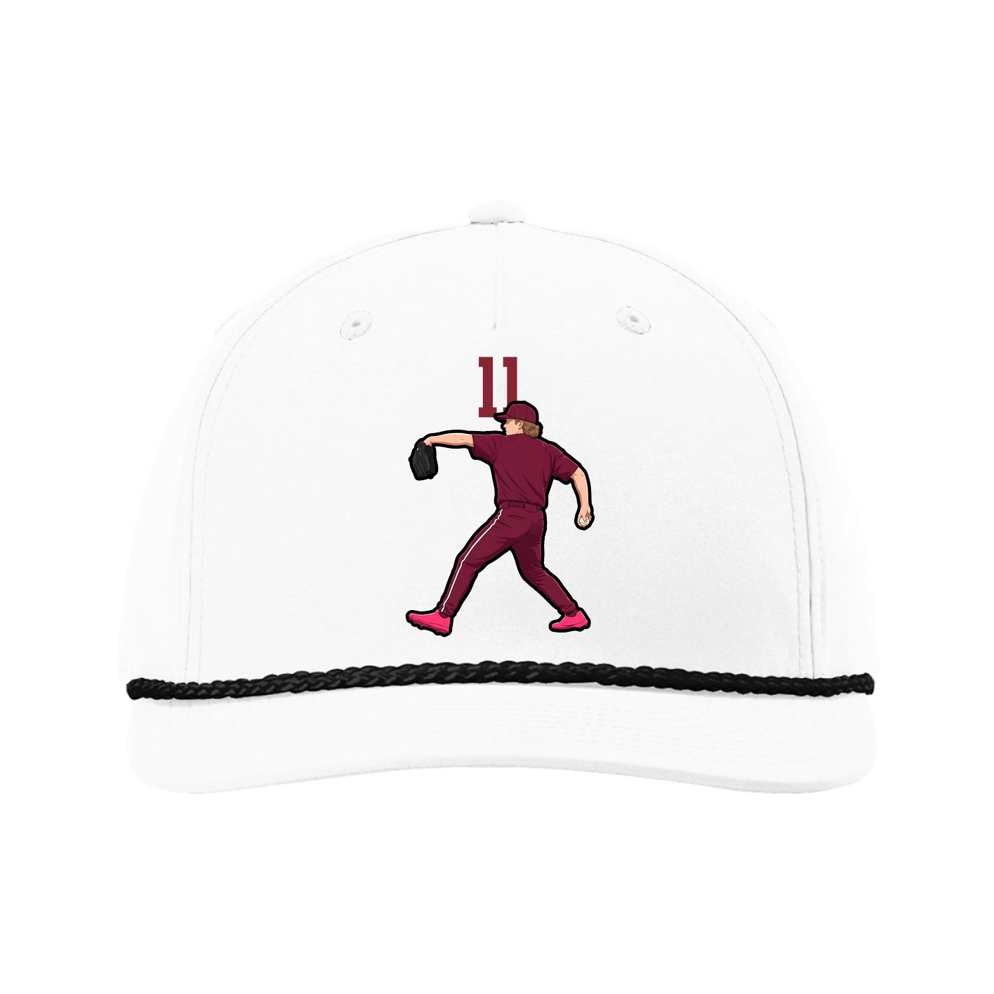 Five-Panel Classic Rope Cap — Number Top in White