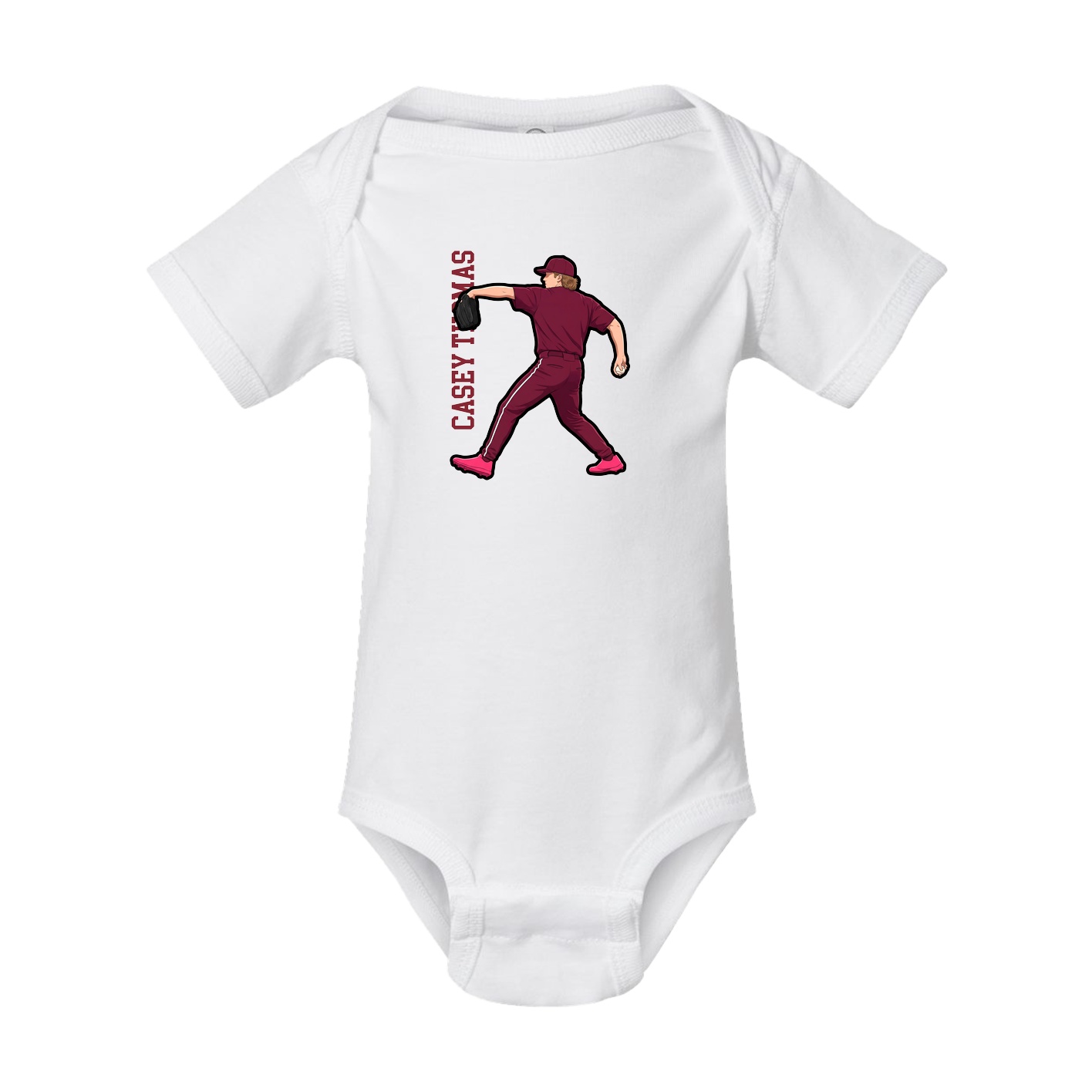 Baby Onesie — Name Vertical in White
