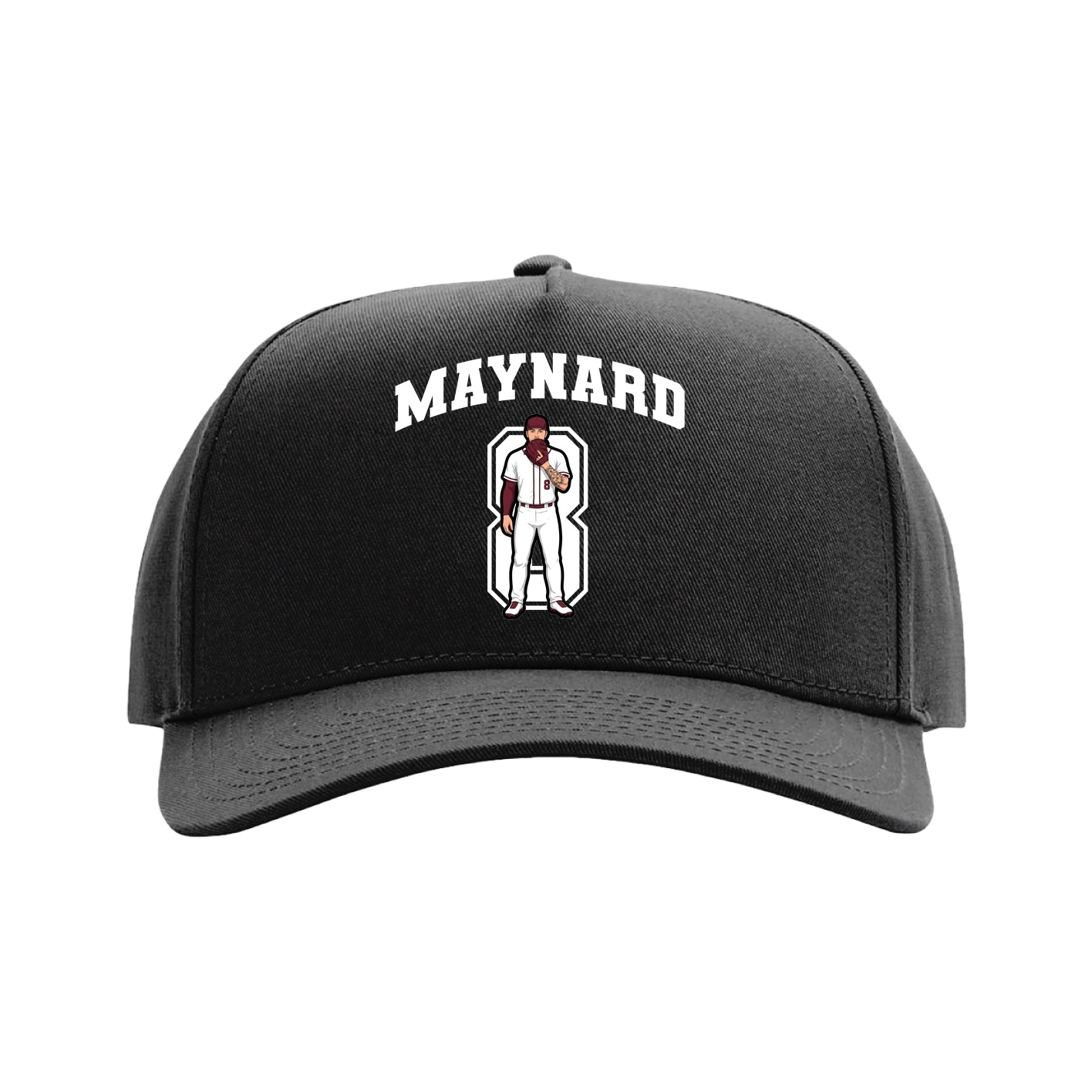 Full Fabric Five-Panel Champ Cap — Number in Black