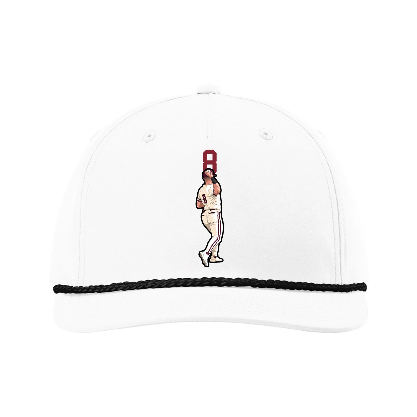 Five-Panel Classic Rope Cap — Number Top in White