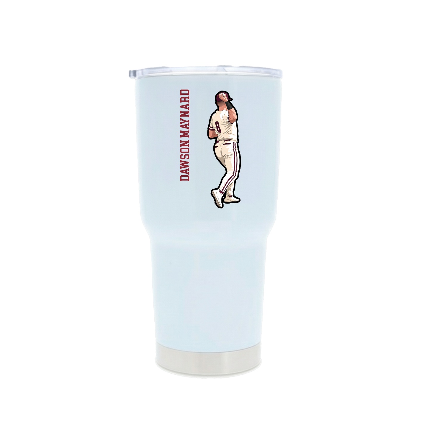 30oz Stainless Steel Tumbler — Name Vertical in White