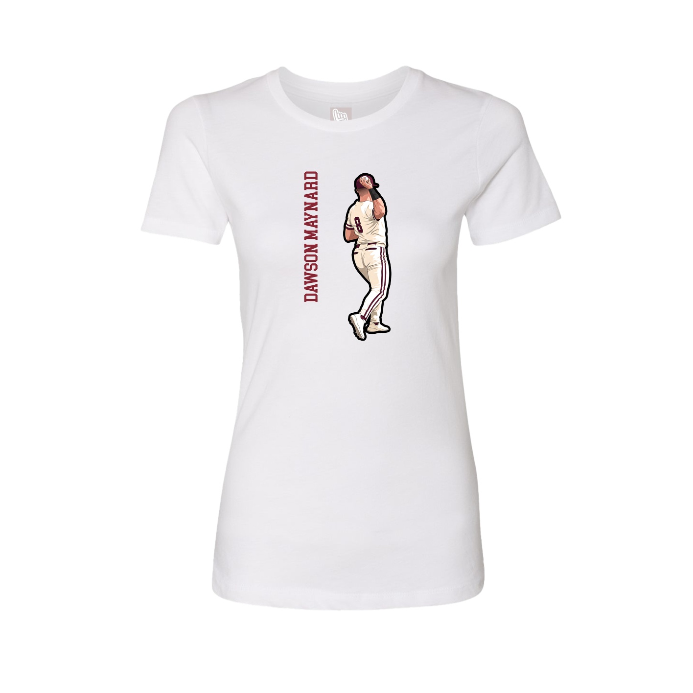 Fitted Women's Tee — Name Vertical in White