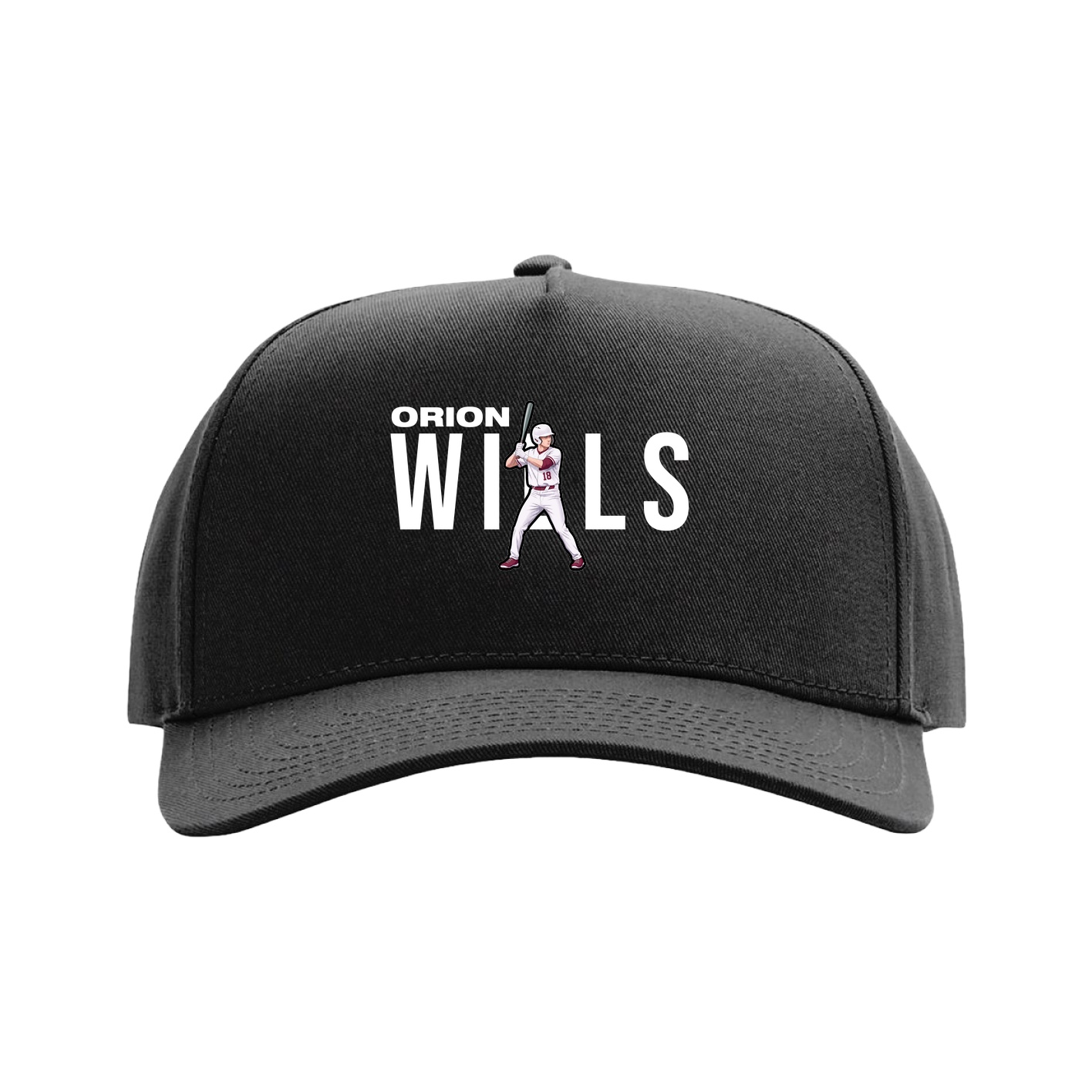 Full Fabric Five-Panel Champ Cap — Player Name in Black