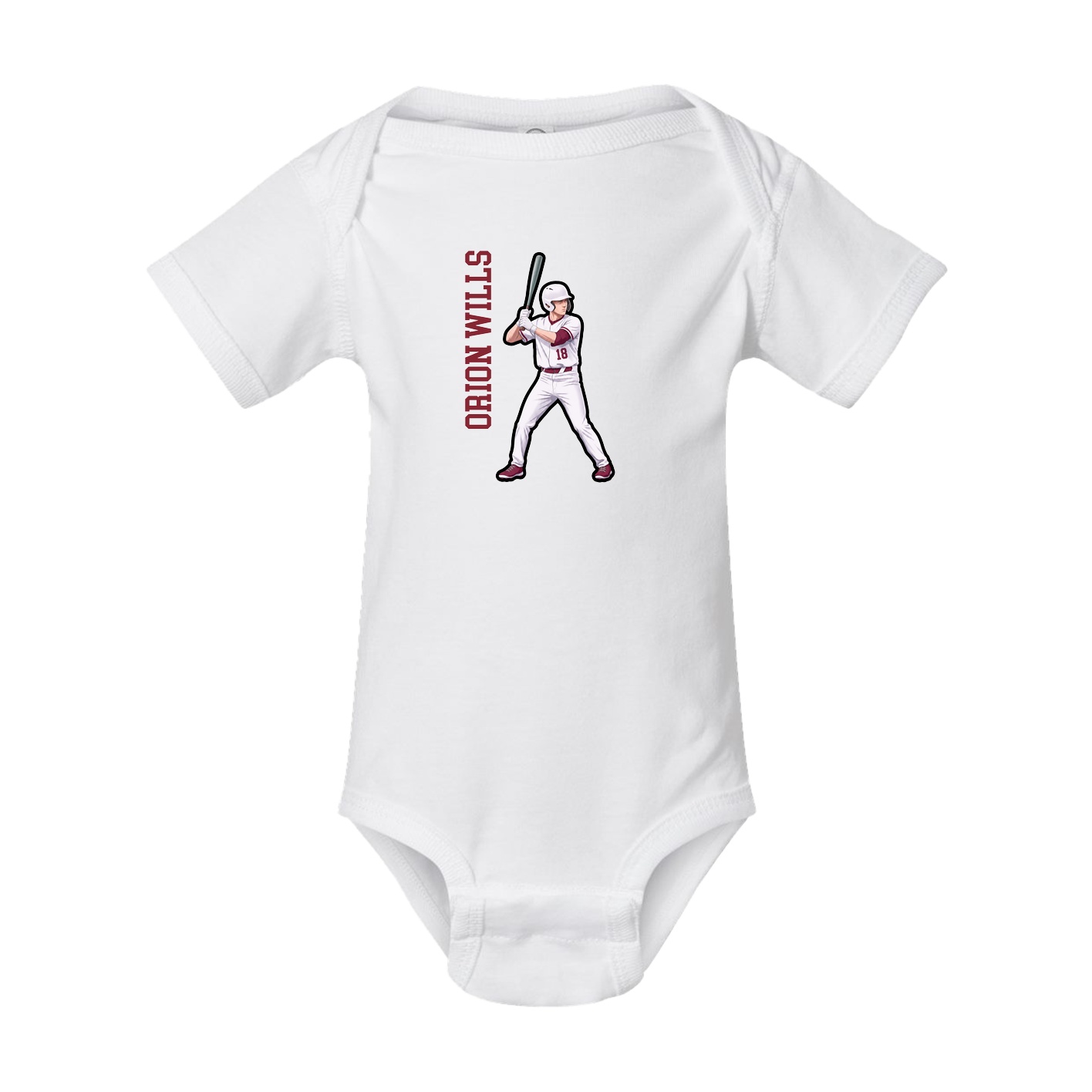 Baby Onesie — Name Vertical in White