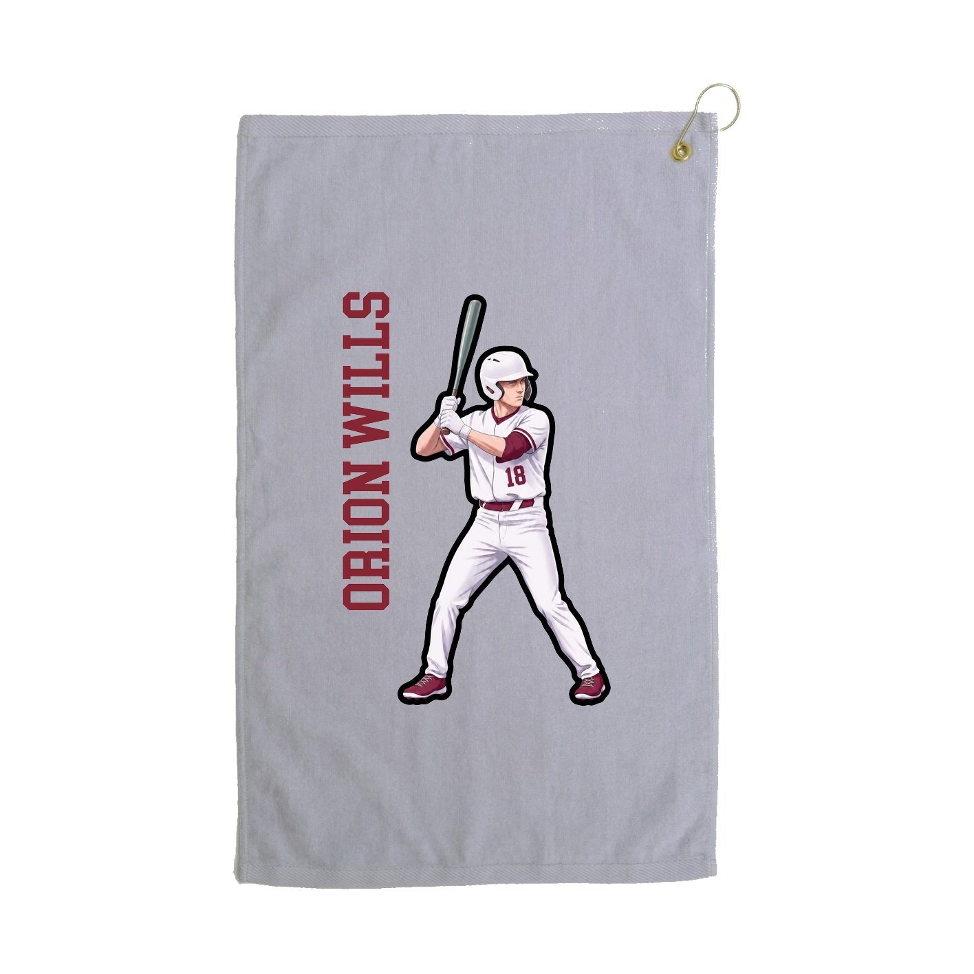 Golf Towel — Name Vertical in Grey