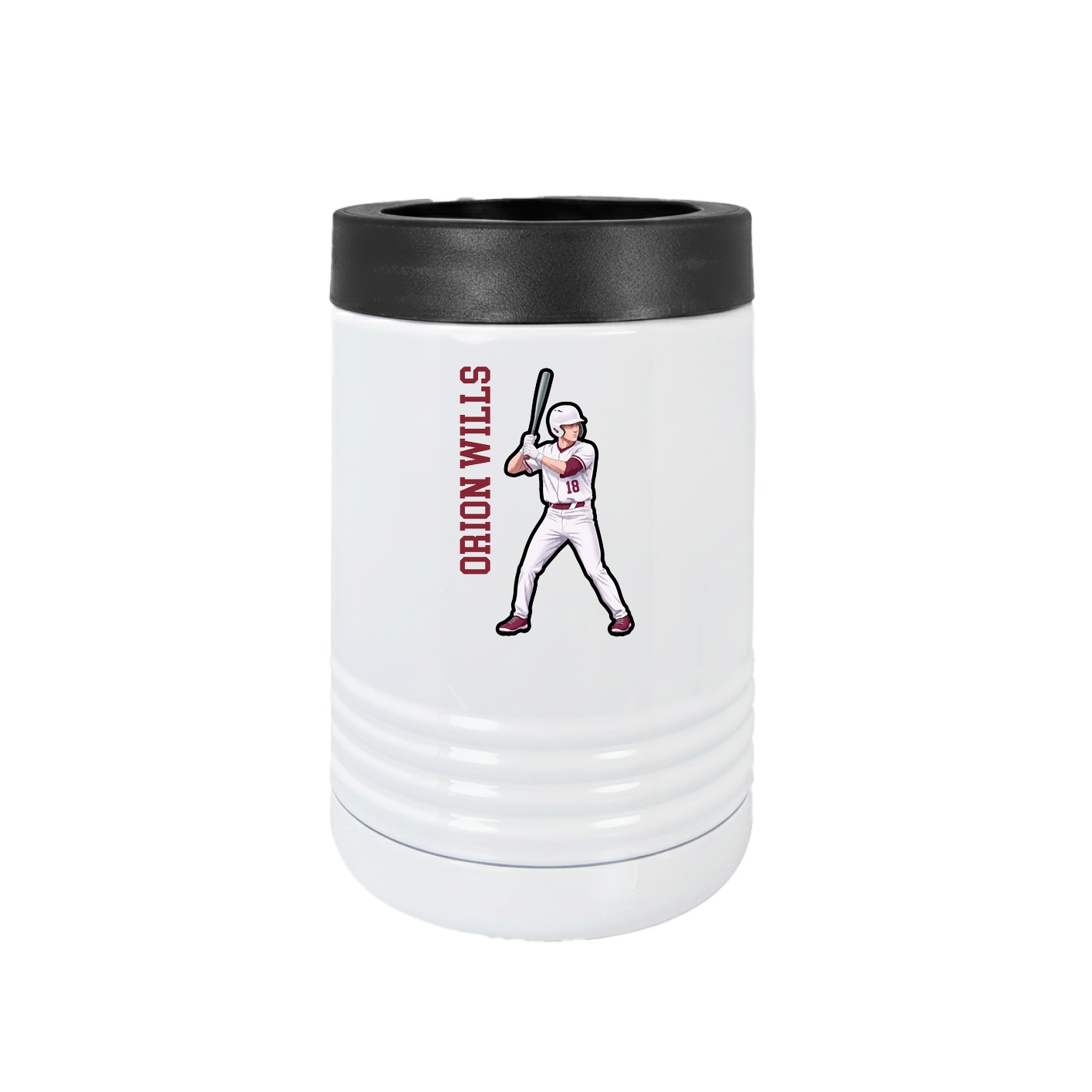 Beverage Holder — Name Vertical in White