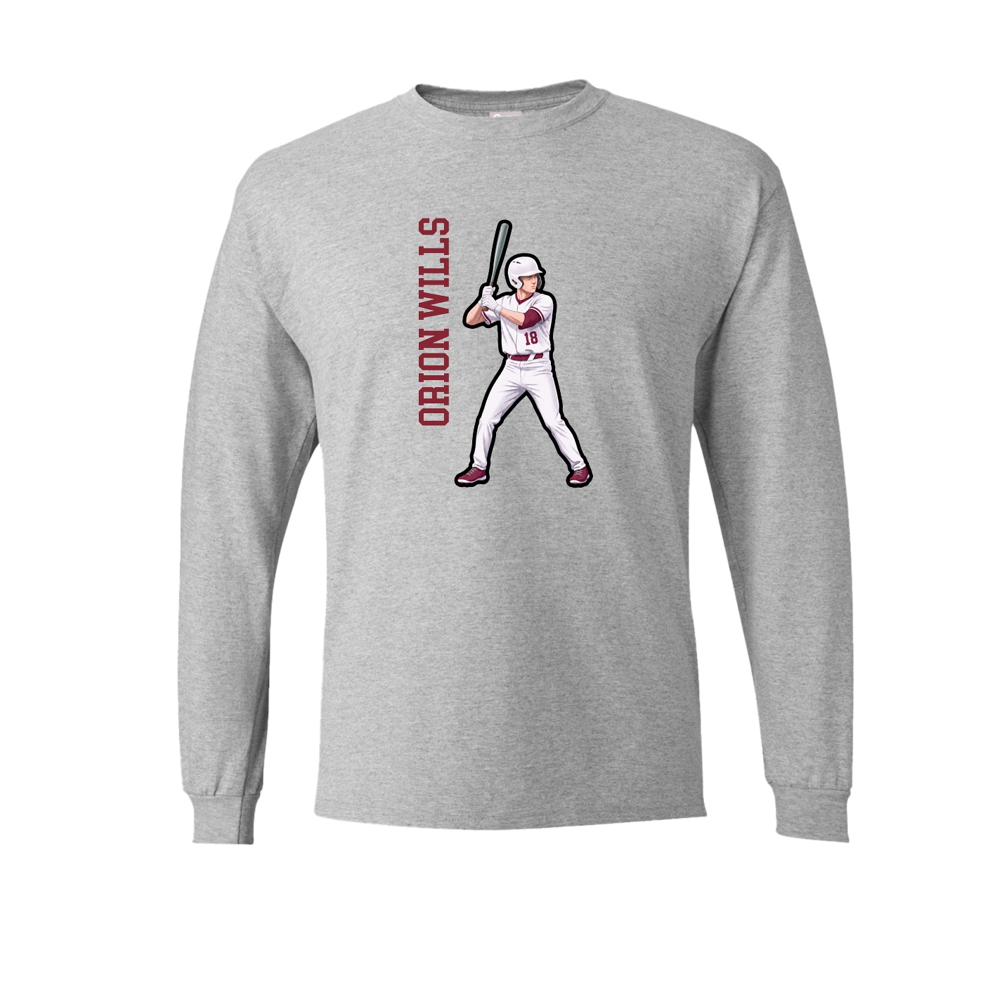 Long Sleeve Tee — Name Vertical in Grey