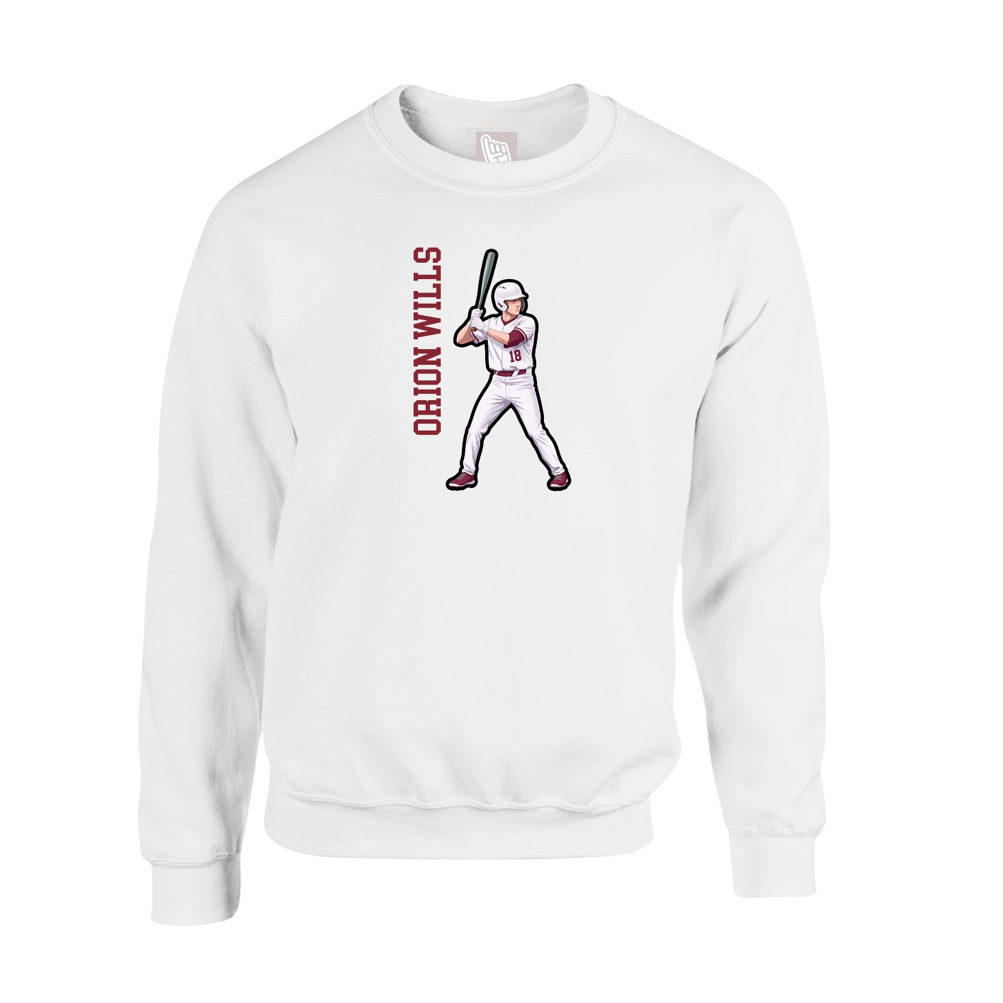 Fleece Crew — Name Vertical in White