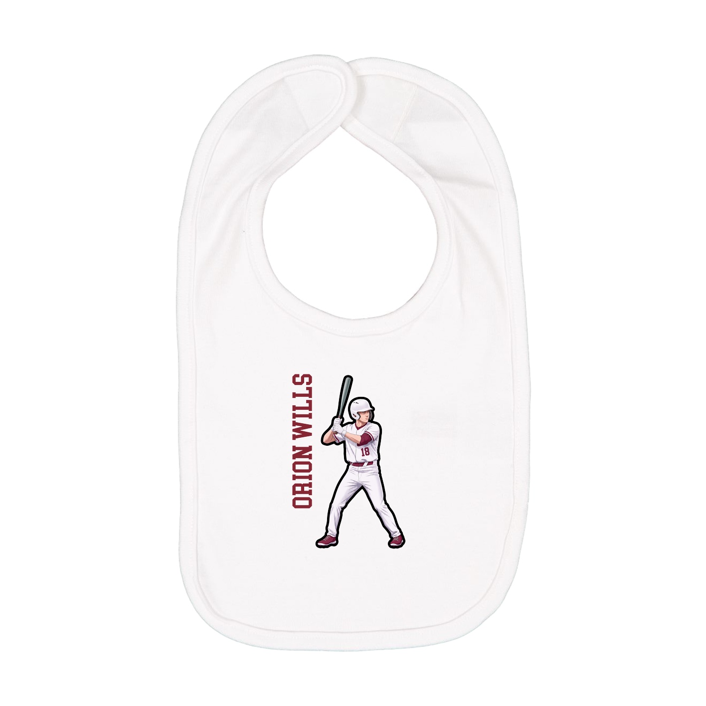 Infant Bib — Name Vertical in White