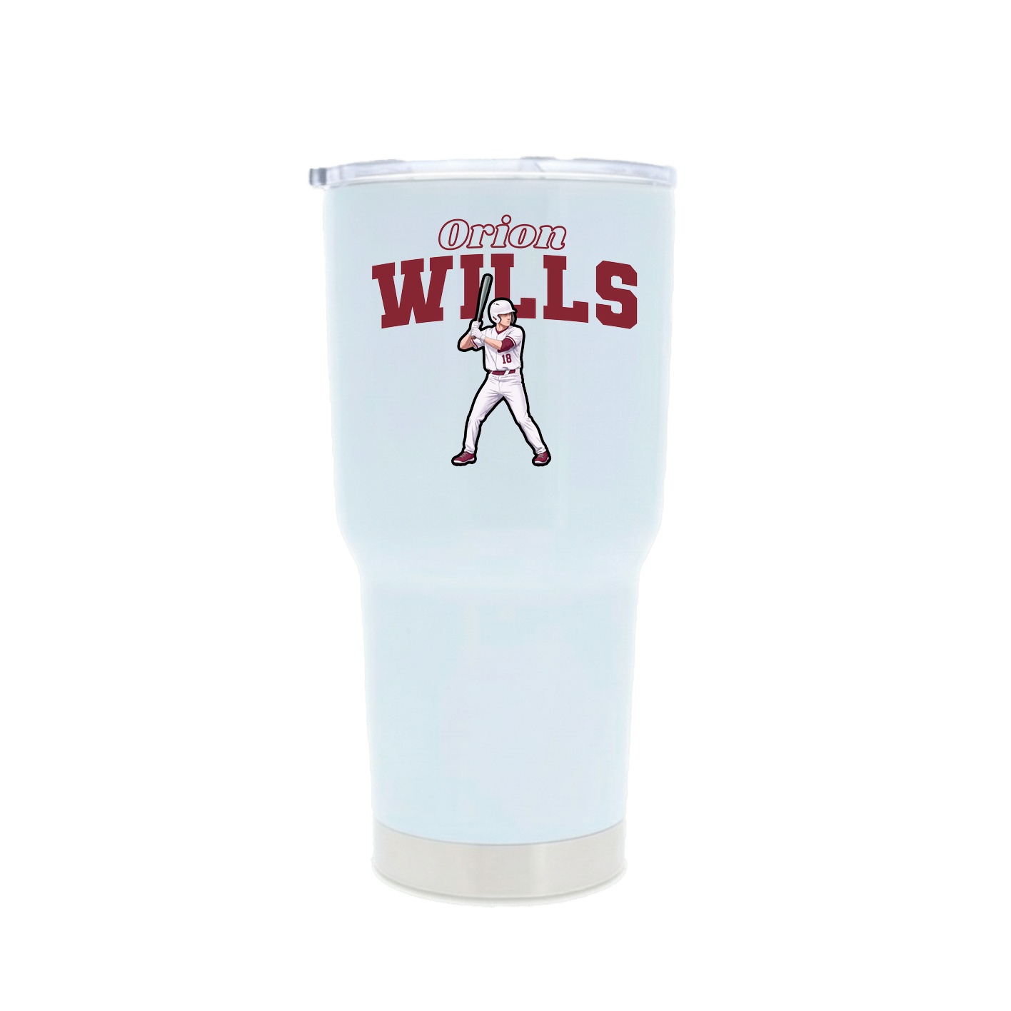 30oz Stainless Steel Tumbler — Name Arch in White