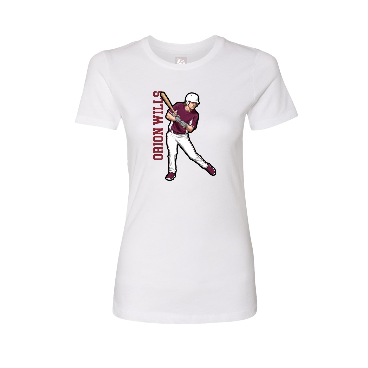 Fitted Women's Tee — Name Vertical in White