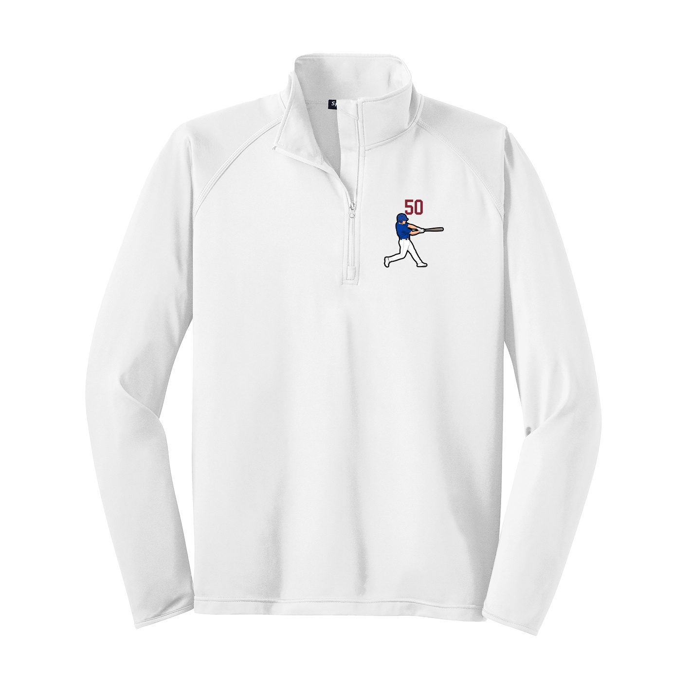 Q-Zip Pullover — Number Top in White