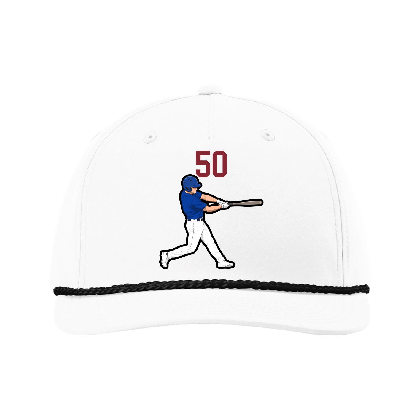 Five-Panel Classic Rope Cap — Number Top in White