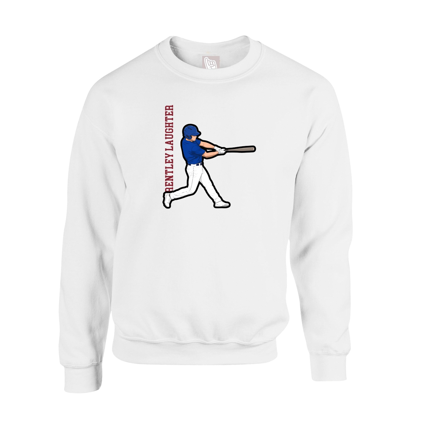 Fleece Crew — Name Vertical in White