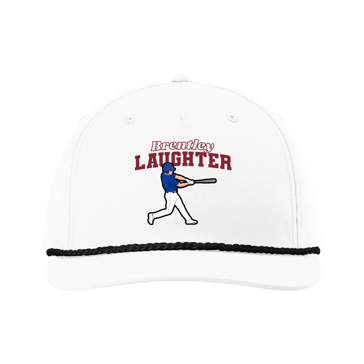 Five-Panel Classic Rope Cap — Name Arch in White