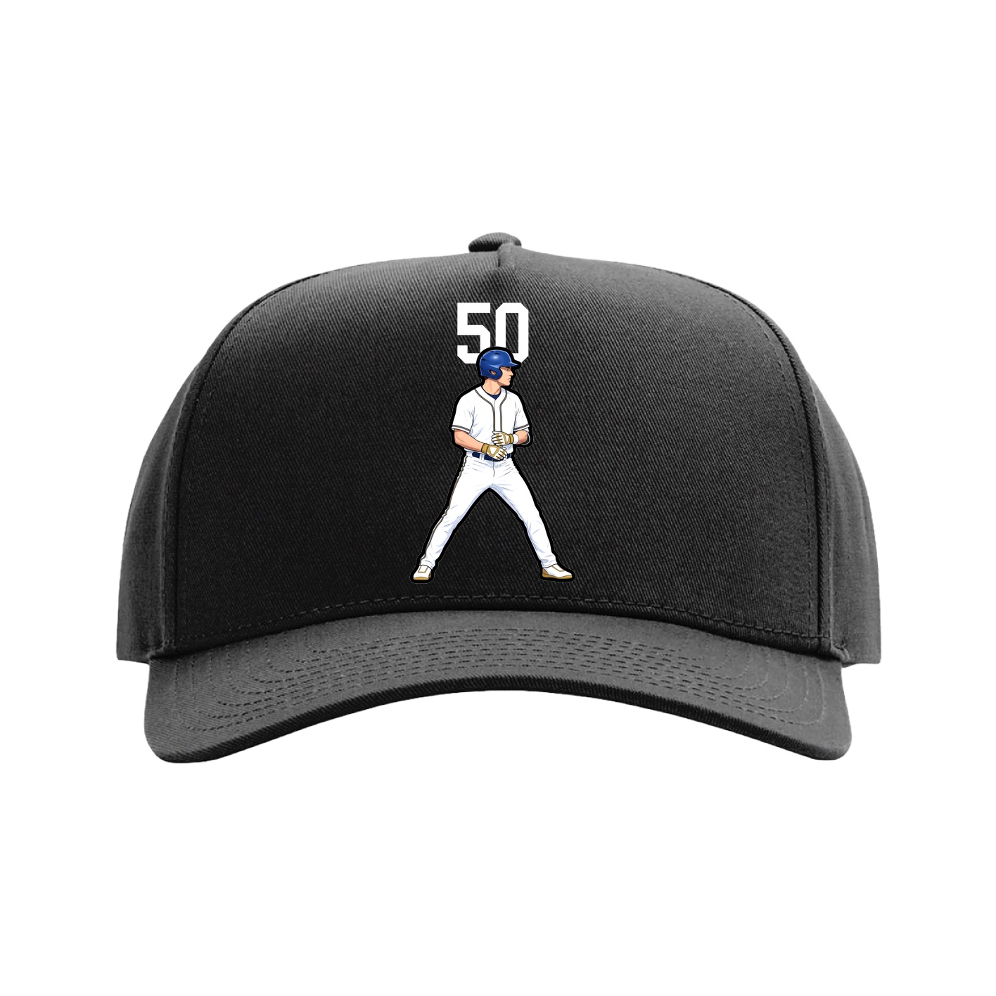 Full Fabric Five-Panel Champ Cap — Number Top in Black