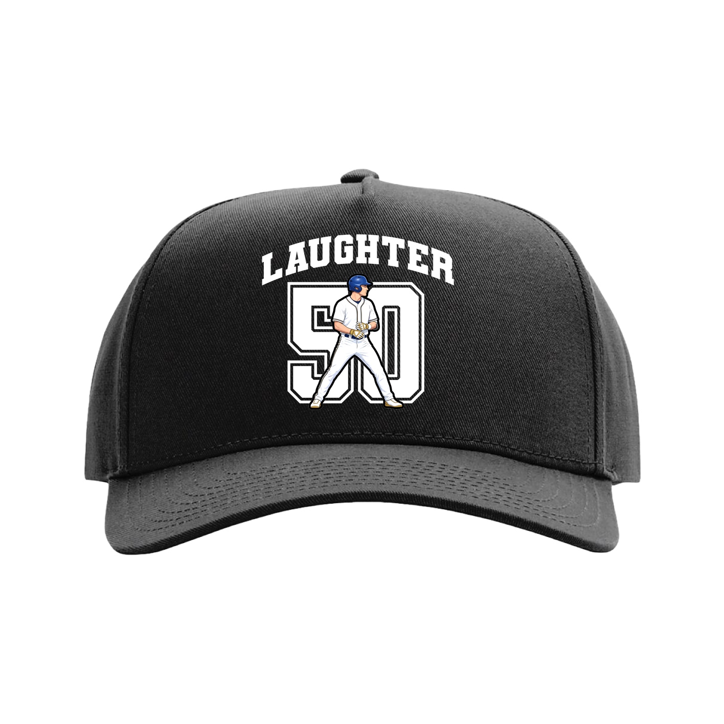 Full Fabric Five-Panel Champ Cap — Number in Black
