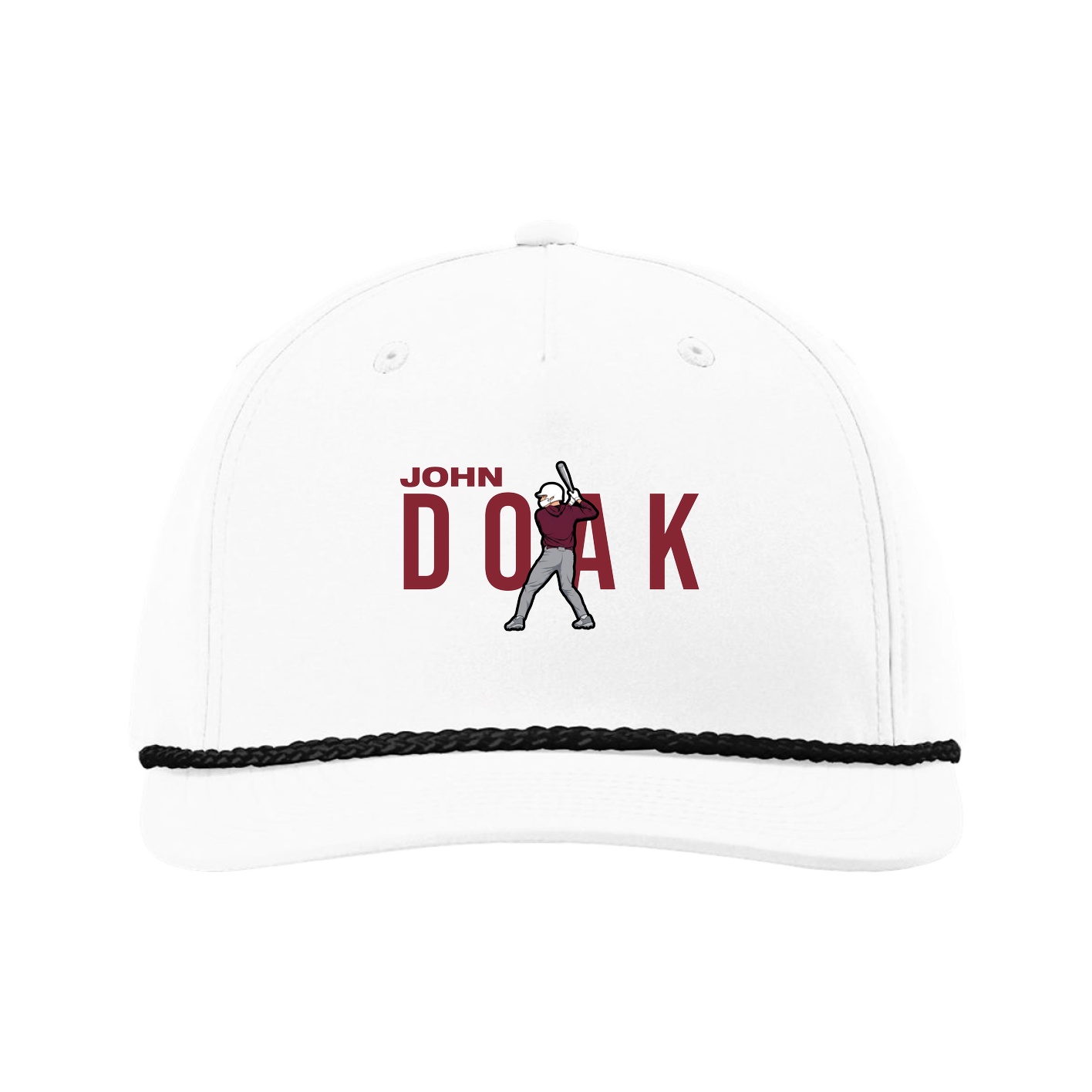 Five-Panel Classic Rope Cap — Player Name in White