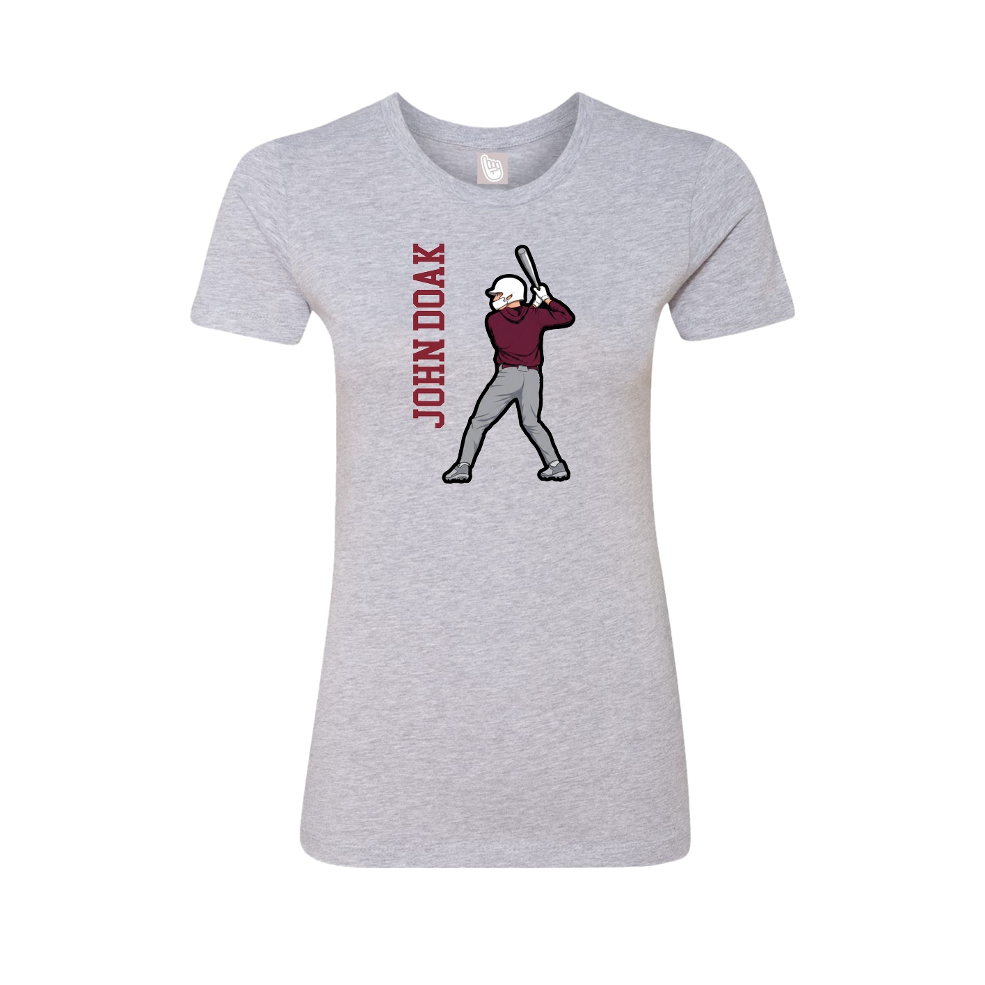 Fitted Women's Tee — Name Vertical in Grey