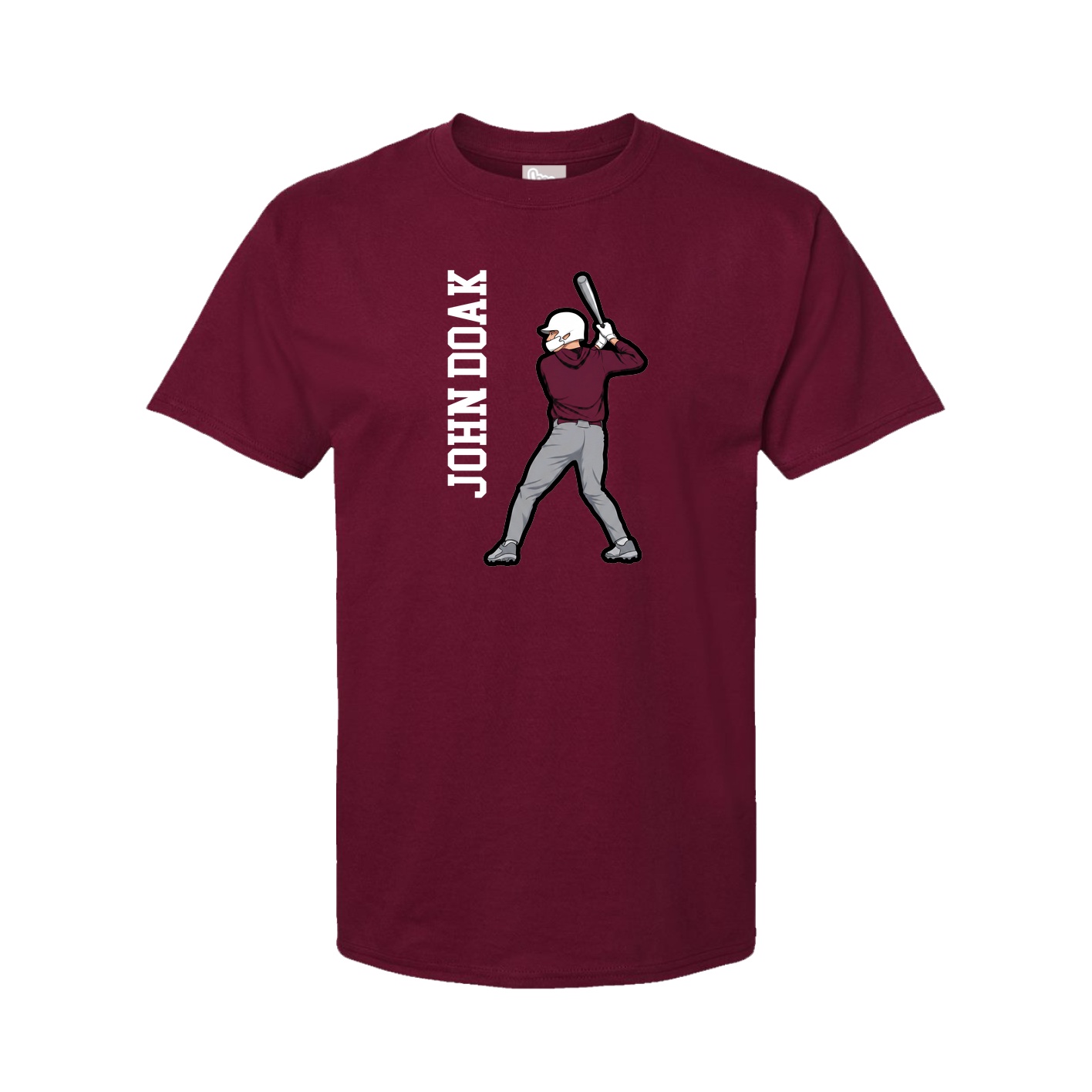 Youth Tee — Name Vertical in Cardinal