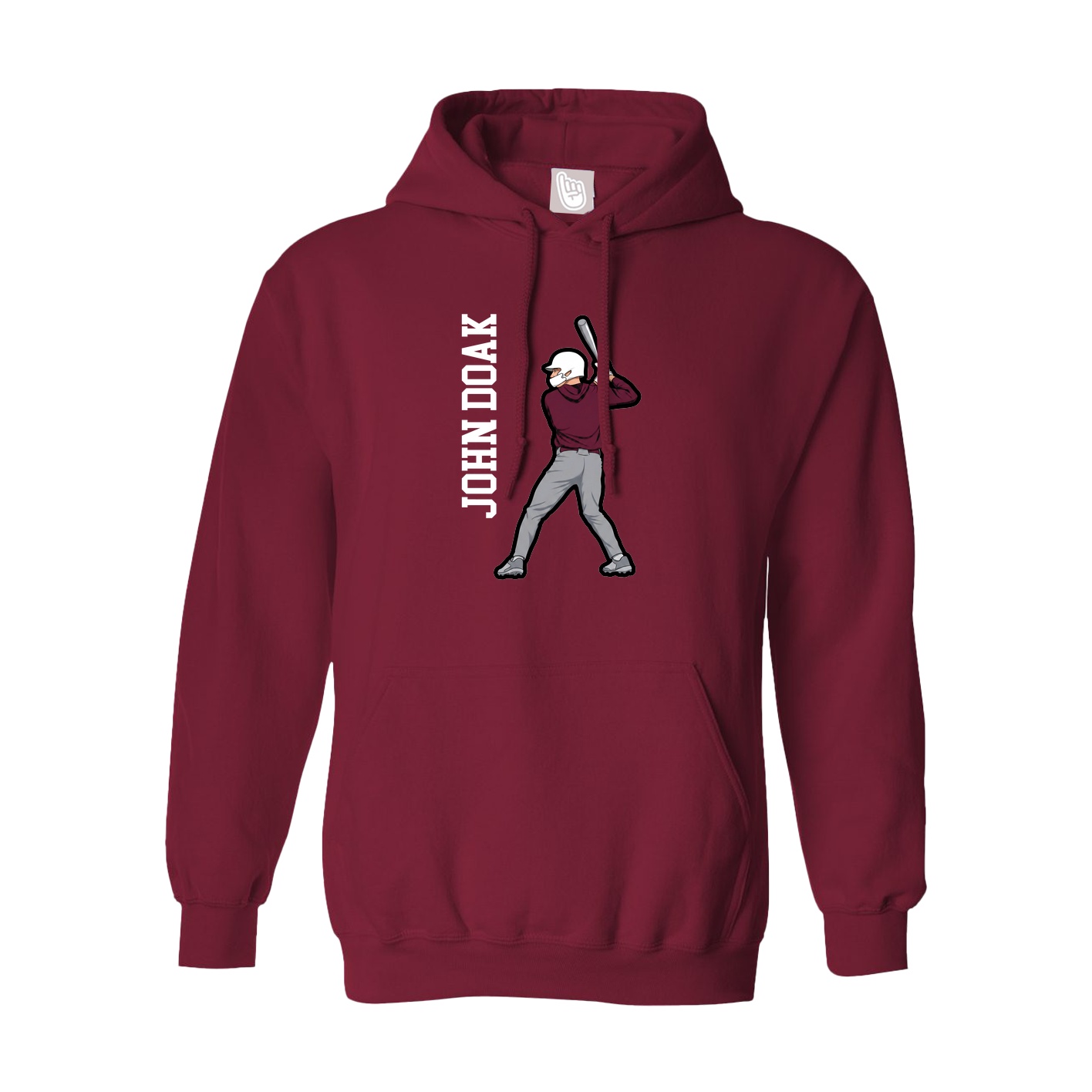 Hoodie — Name Vertical in Cardinal