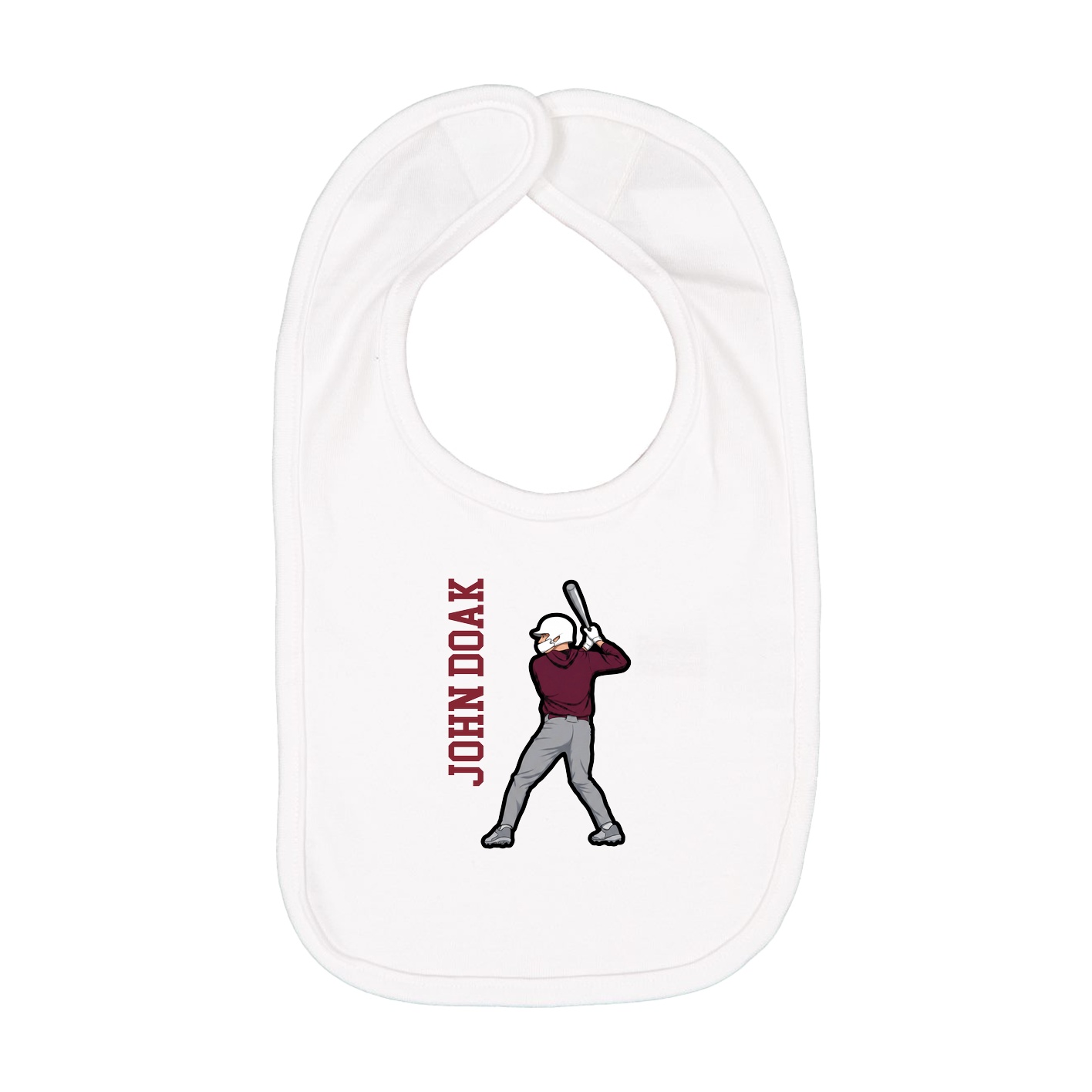 Infant Bib — Name Vertical in White