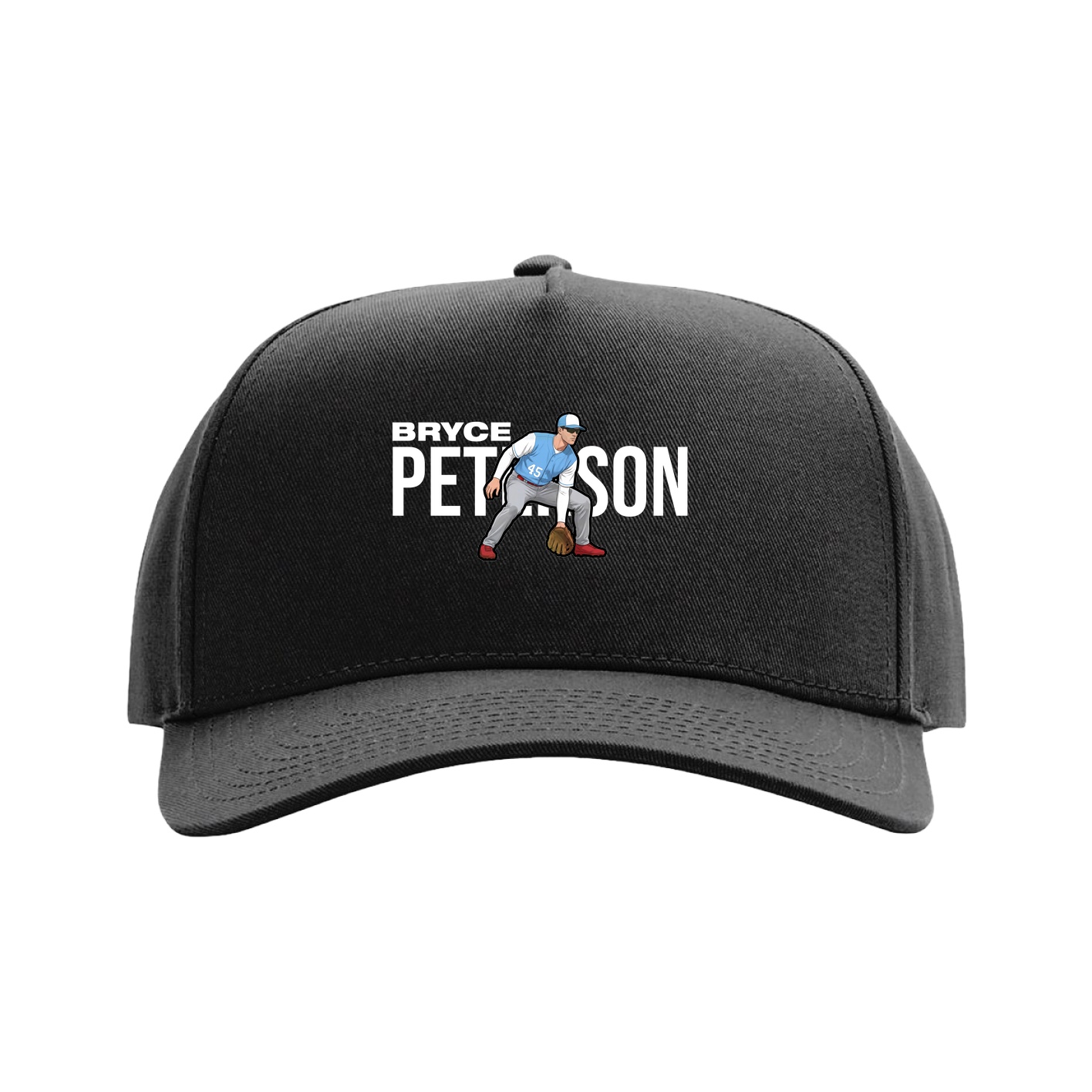 Full Fabric Five-Panel Champ Cap — Player Name in Black