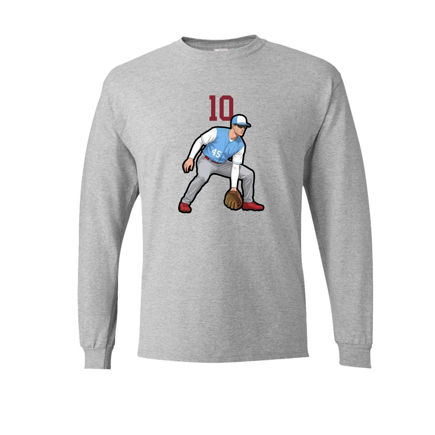 Long Sleeve Tee — Number Top in Grey