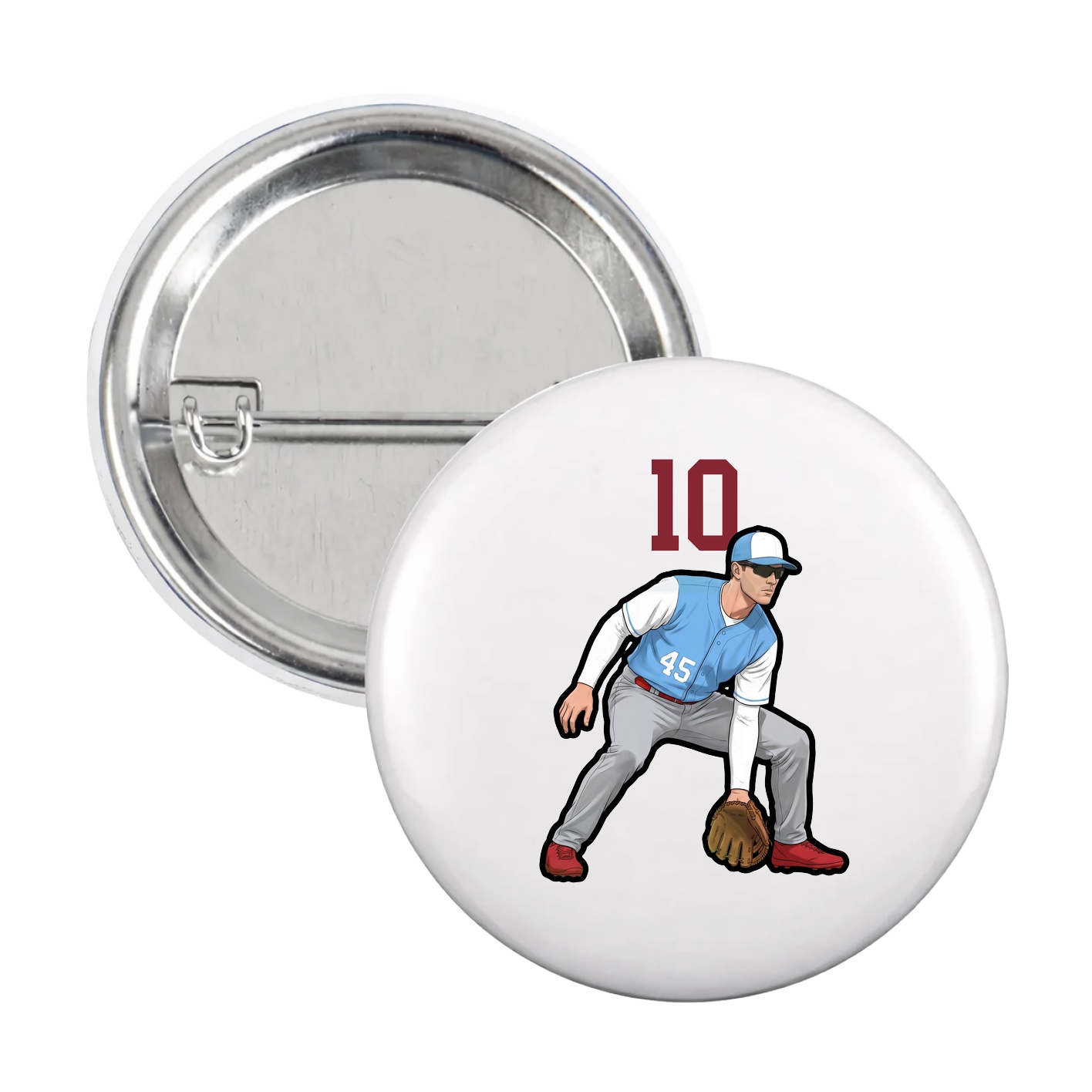 Game Day Button — Number Top in White