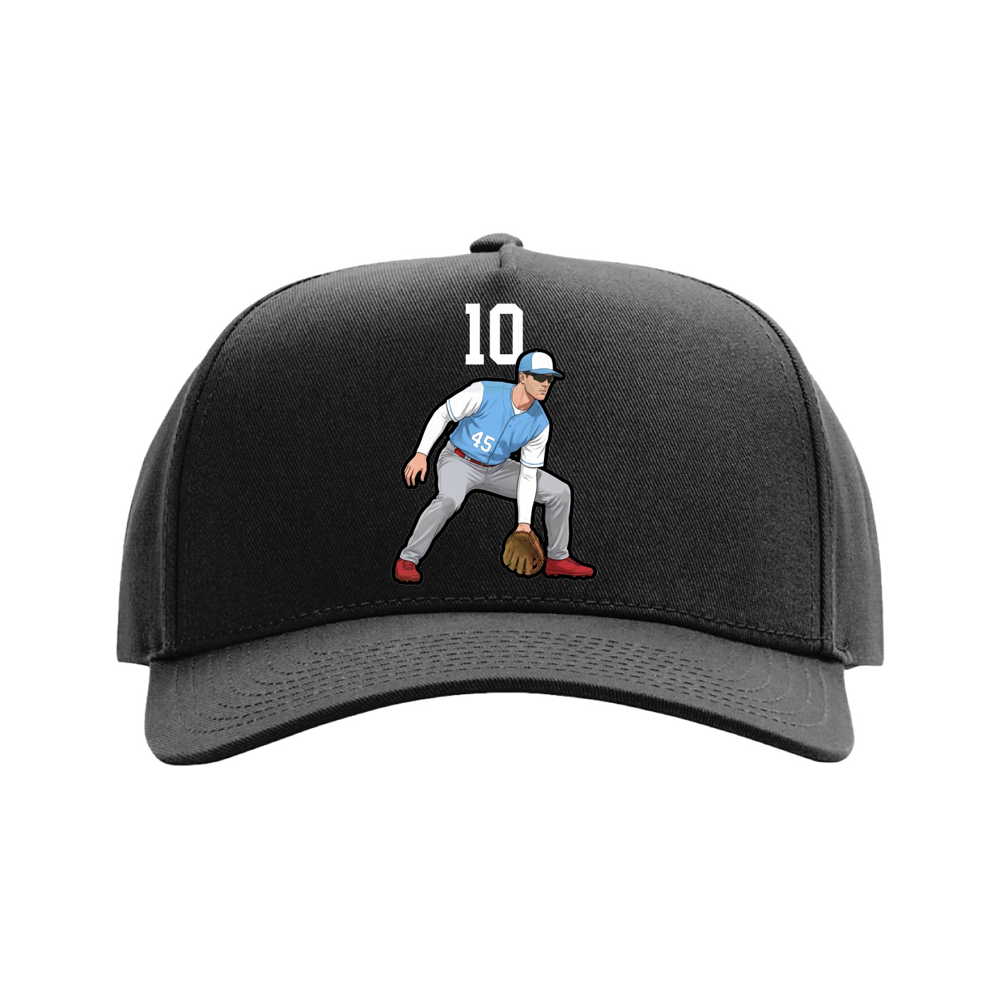 Full Fabric Five-Panel Champ Cap — Number Top in Black