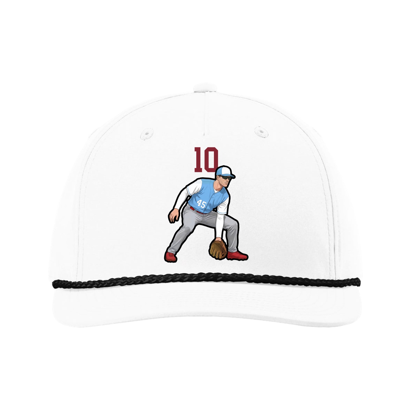 Five-Panel Classic Rope Cap — Number Top in White
