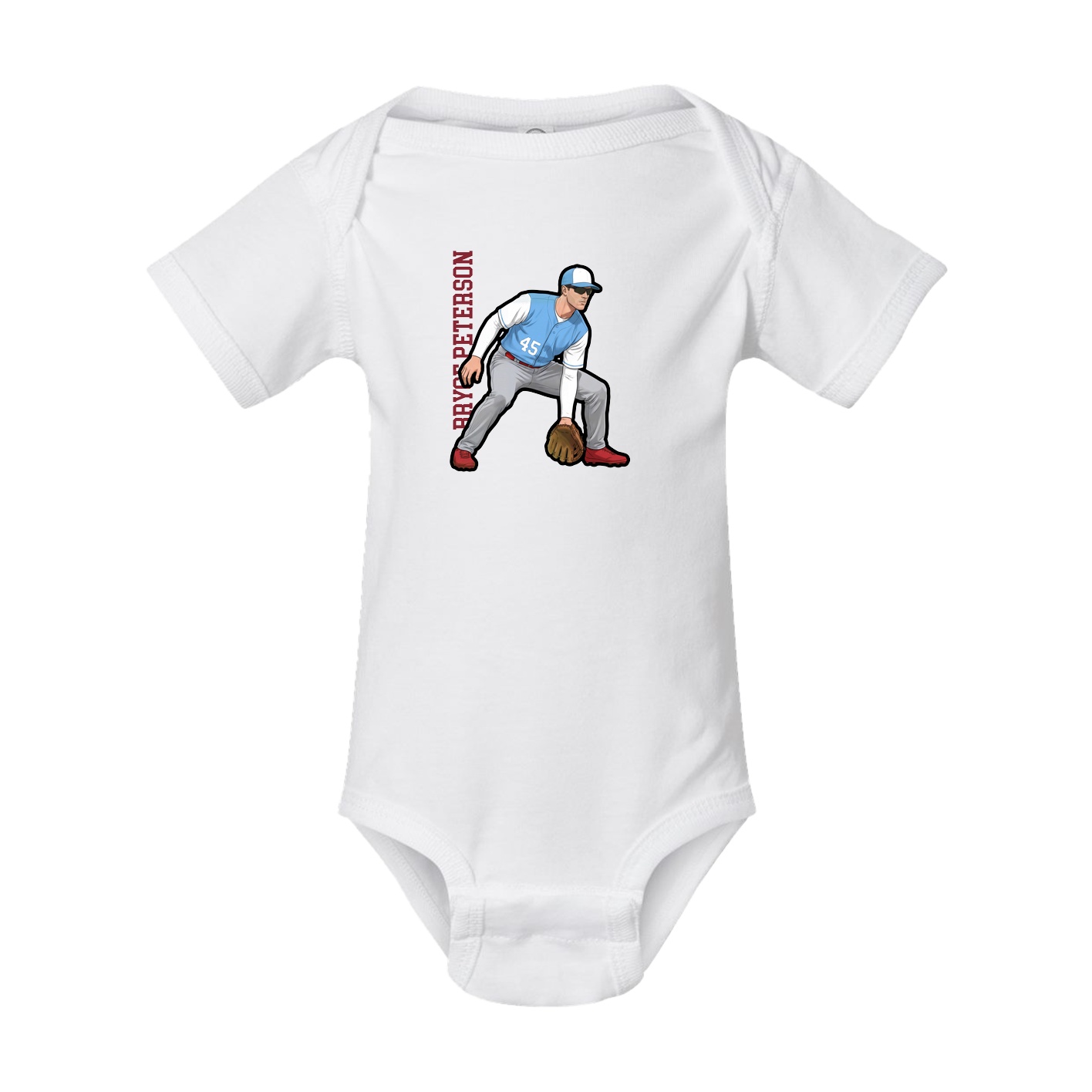 Baby Onesie — Name Vertical in White
