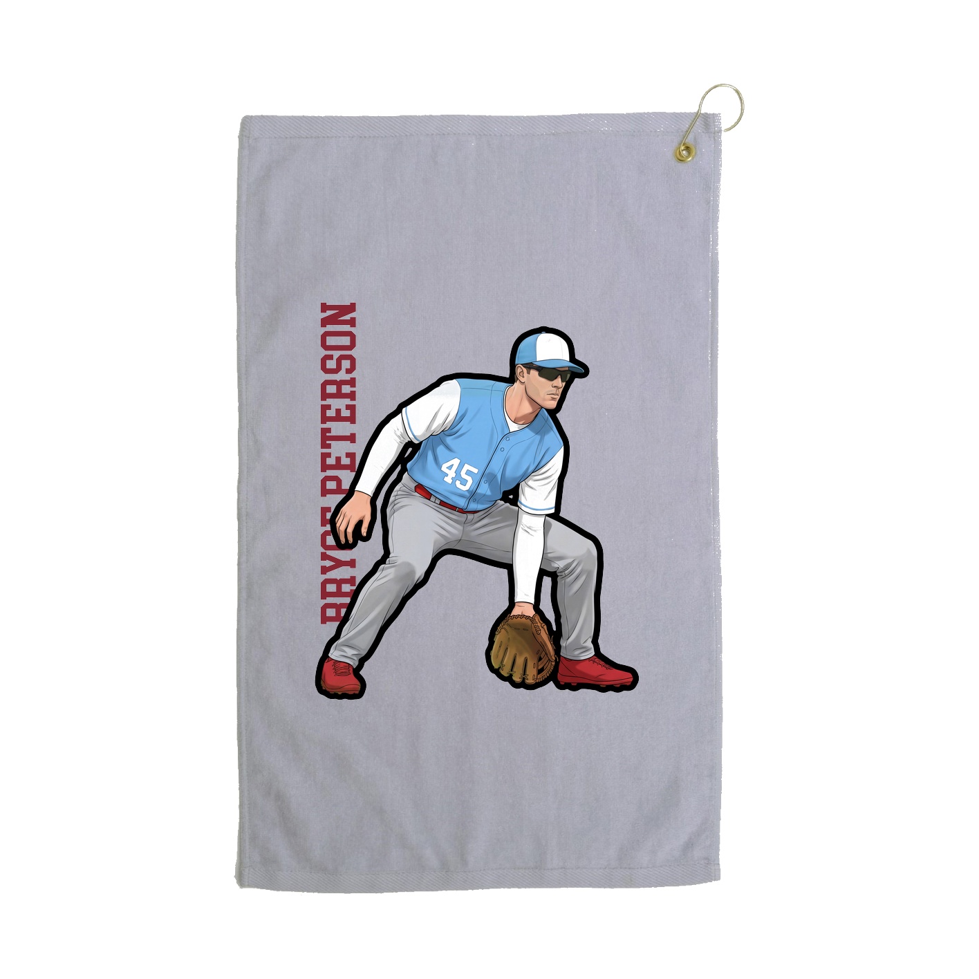 Golf Towel — Name Vertical in Grey