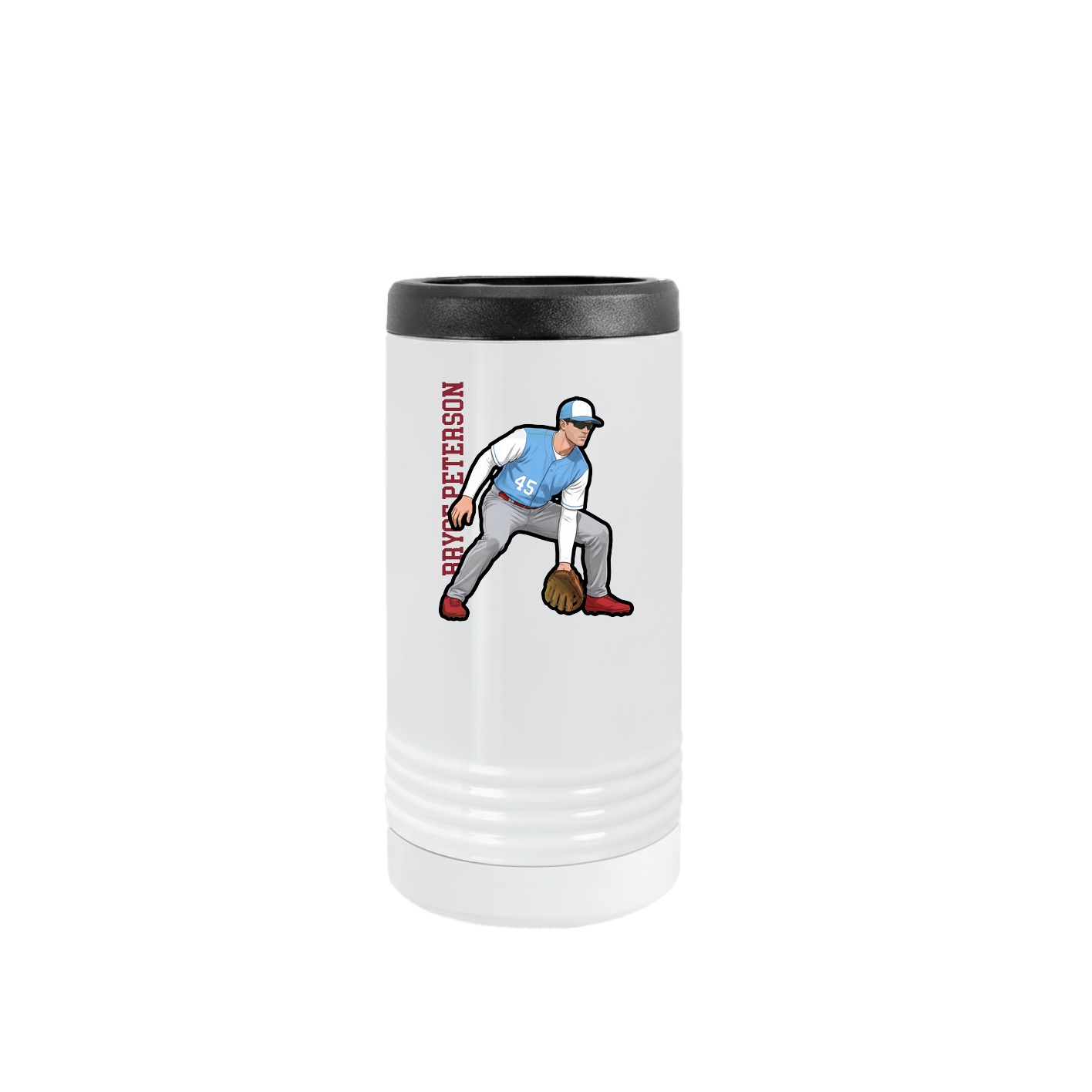 Slim Beverage Holder — Name Vertical in White