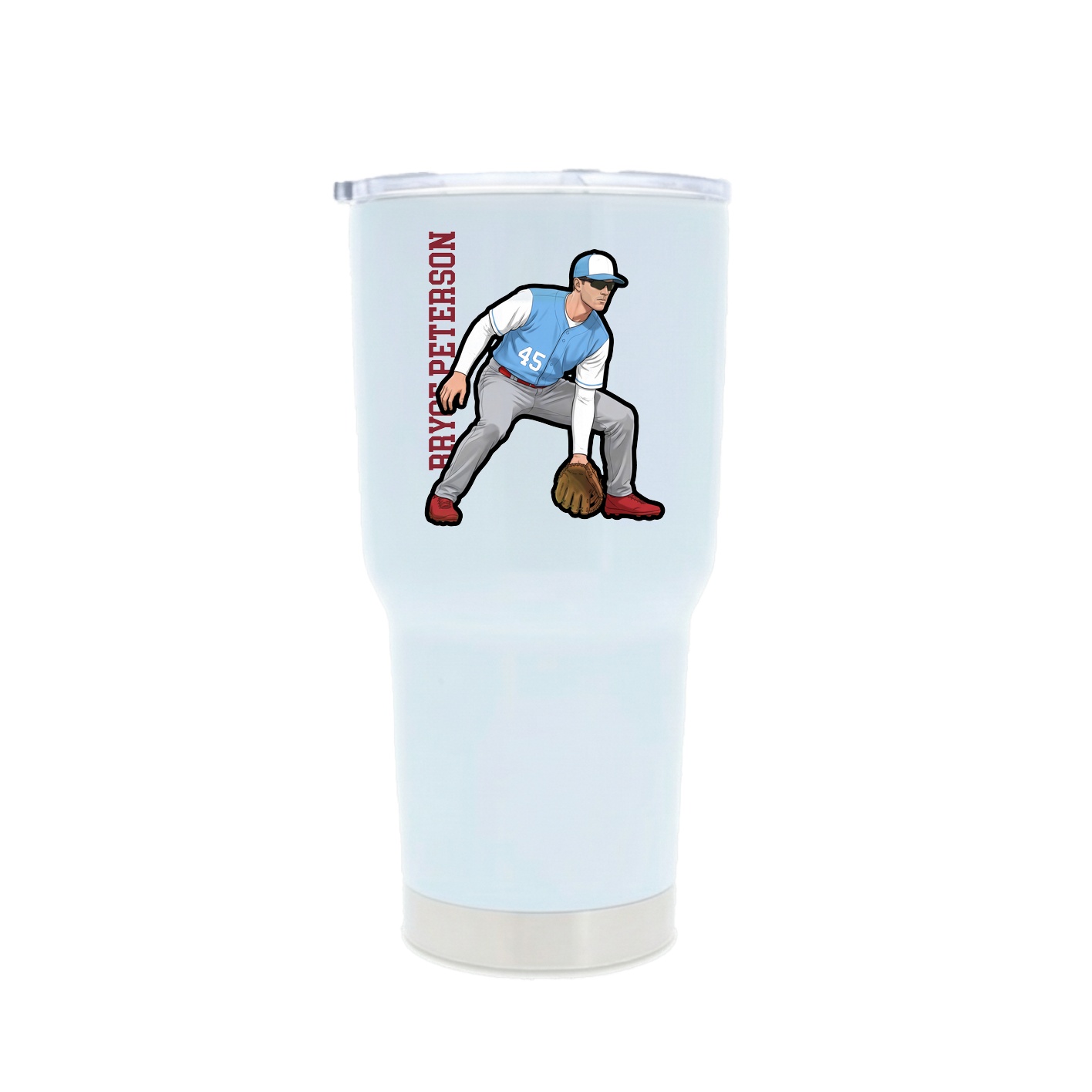 30oz Stainless Steel Tumbler — Name Vertical in White