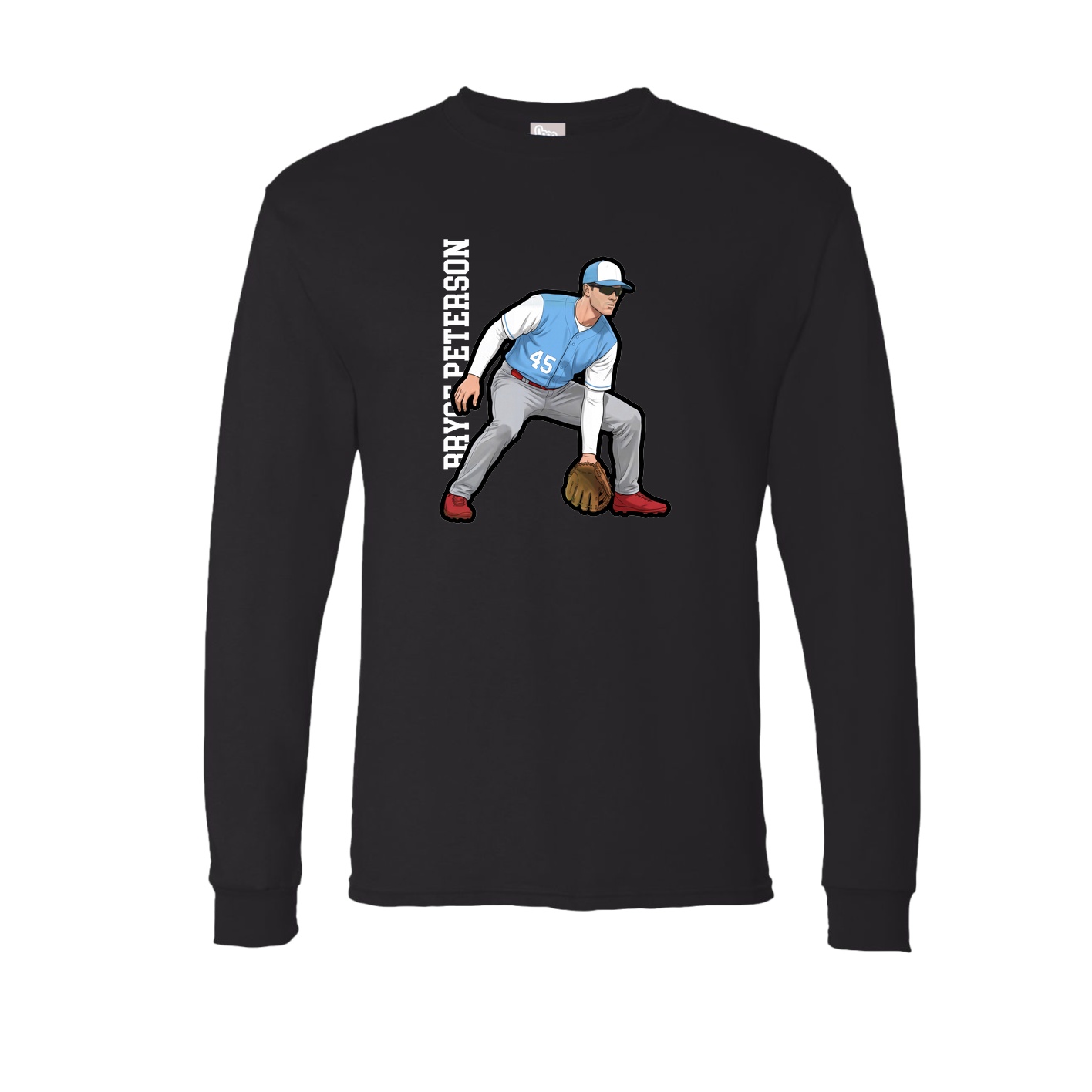 Long Sleeve Tee — Name Vertical in Black