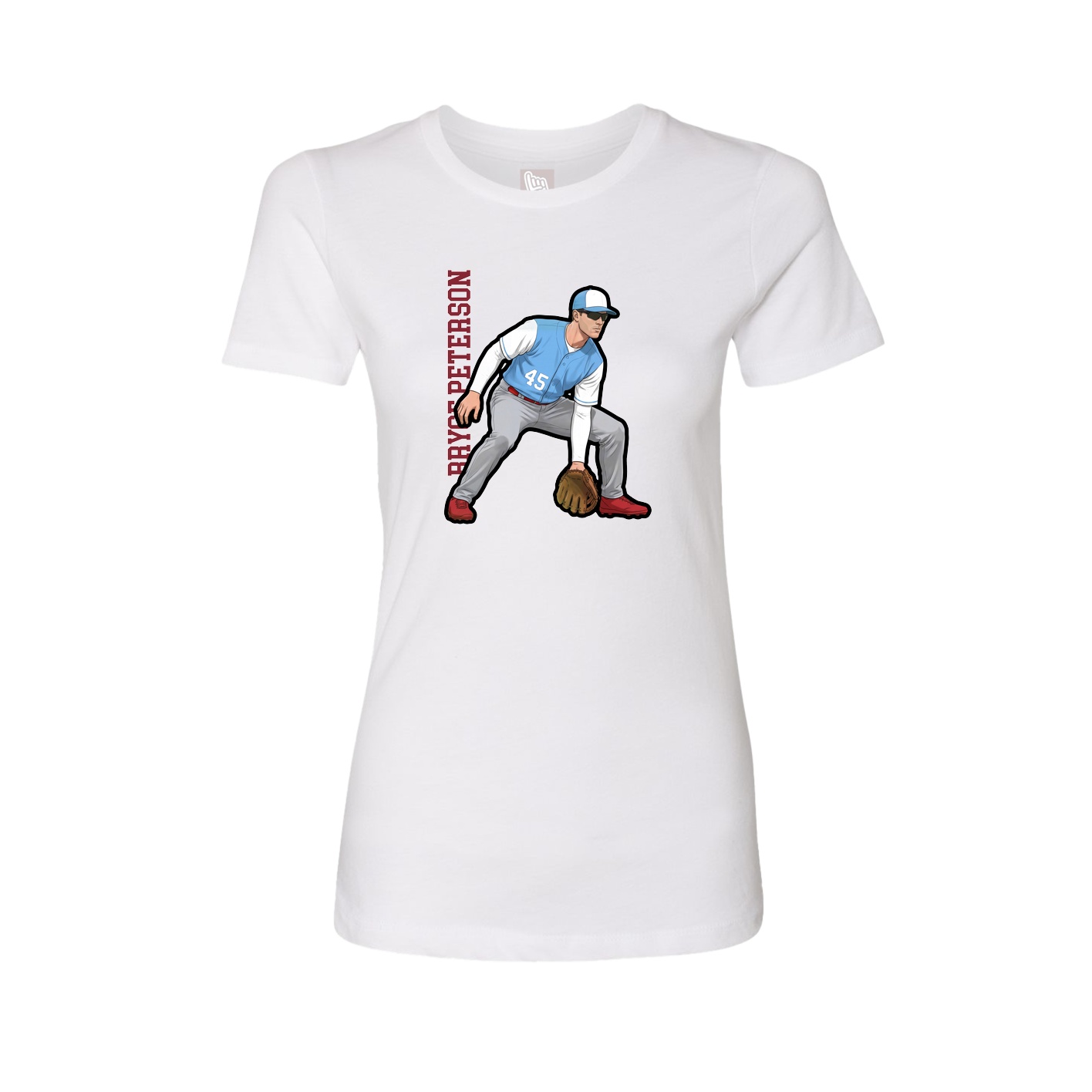 Fitted Women's Tee — Name Vertical in White
