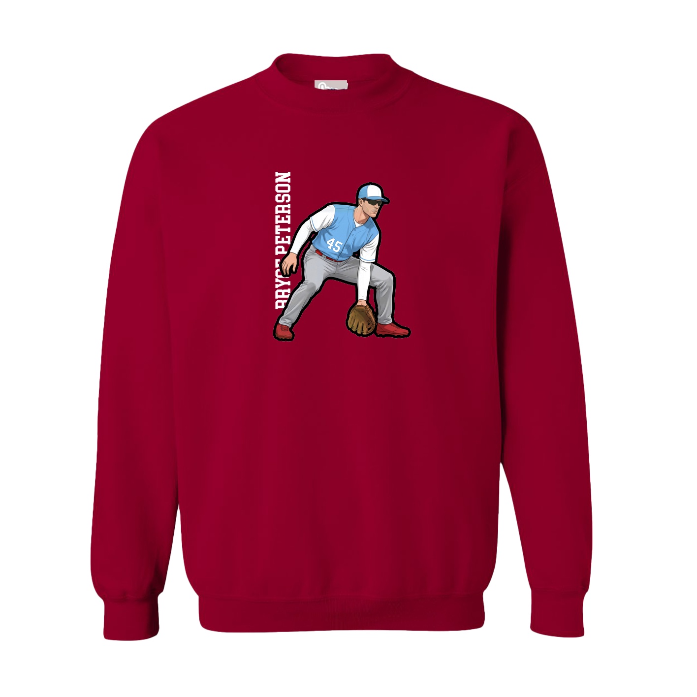 Fleece Crew — Name Vertical in Cardinal