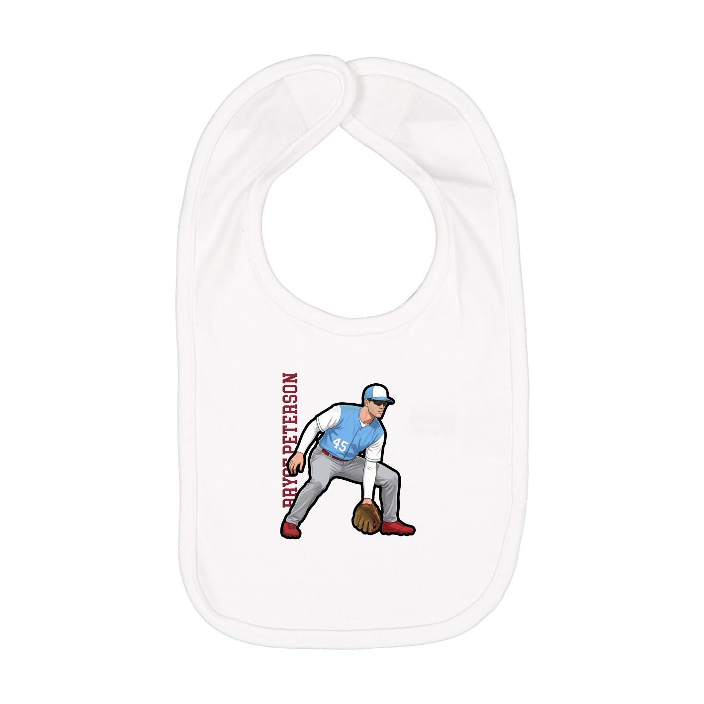 Infant Bib — Name Vertical in White