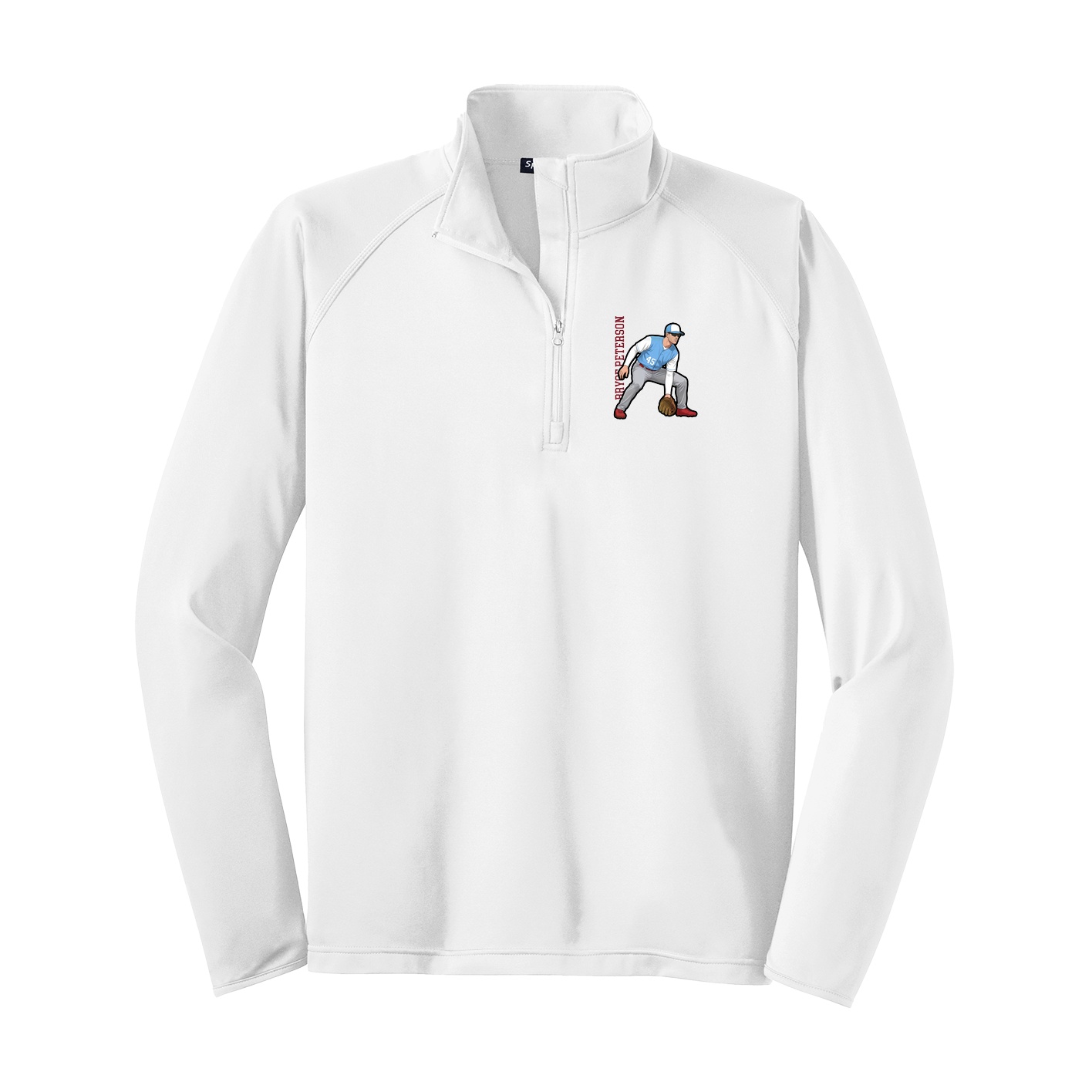 Q-Zip Pullover — Name Vertical in White