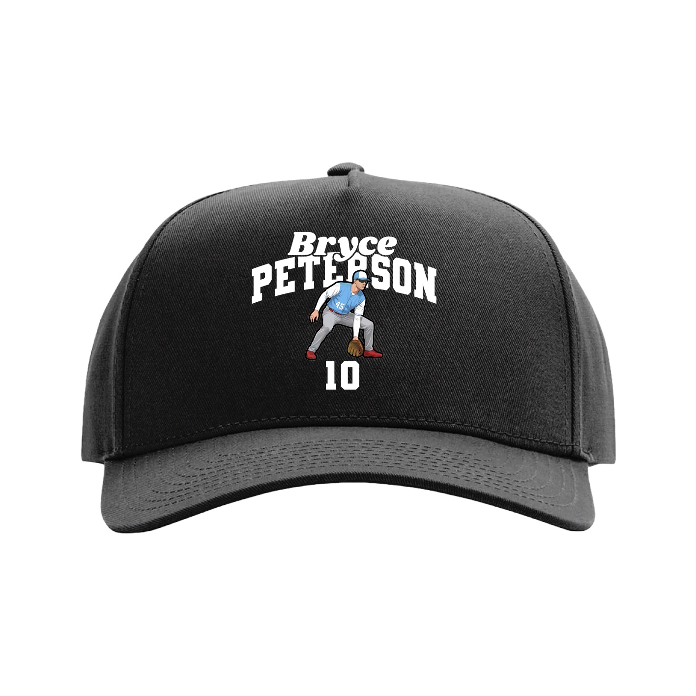 Full Fabric Five-Panel Champ Cap — Signature Arch in Black