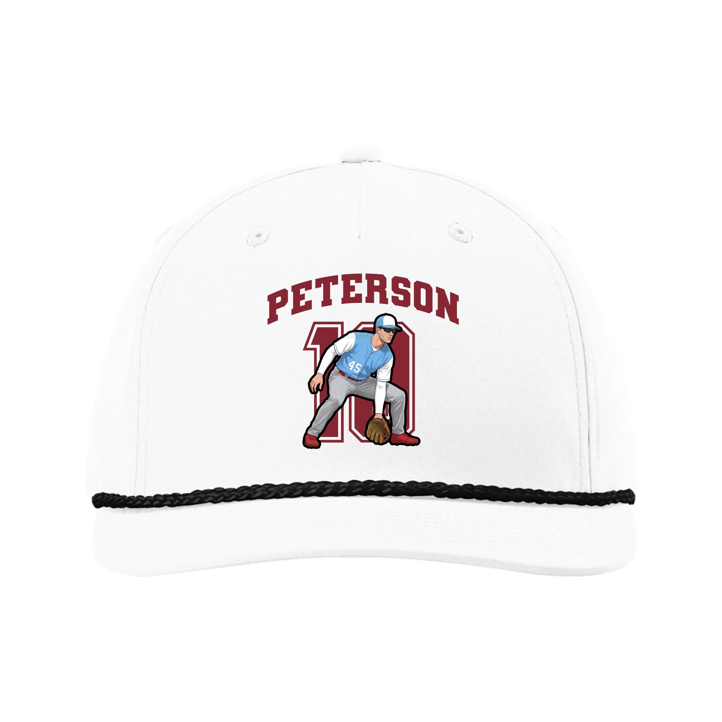 Five-Panel Classic Rope Cap — Number in White