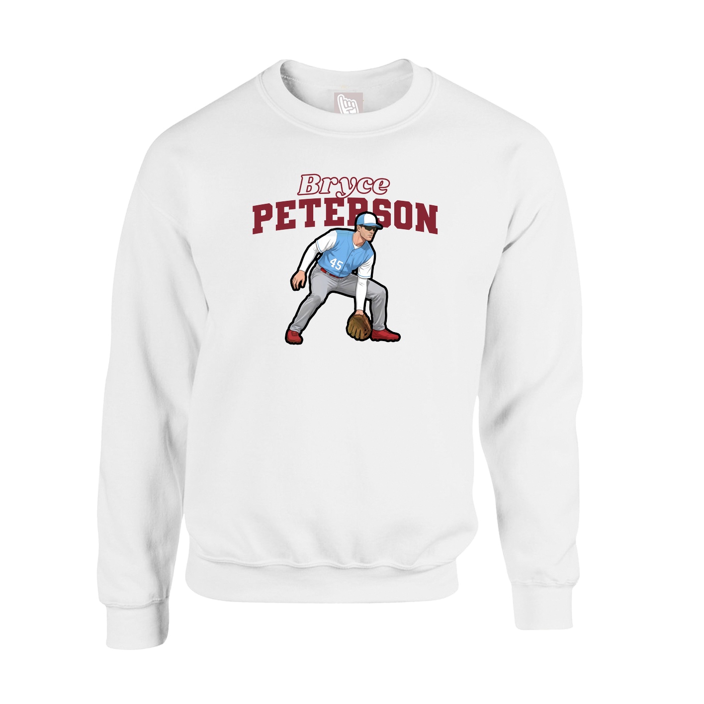 Fleece Crew — Name Arch in White