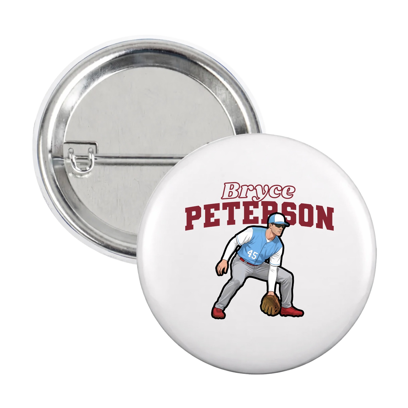 Game Day Button — Name Arch in White