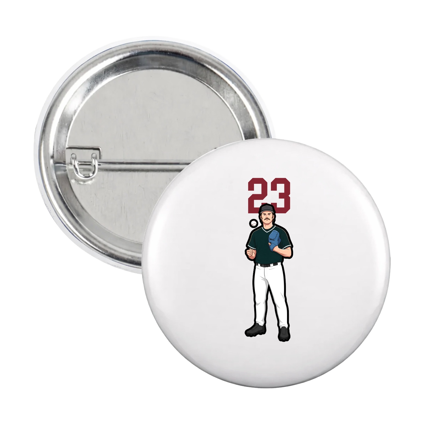 Game Day Button — Number Top in White