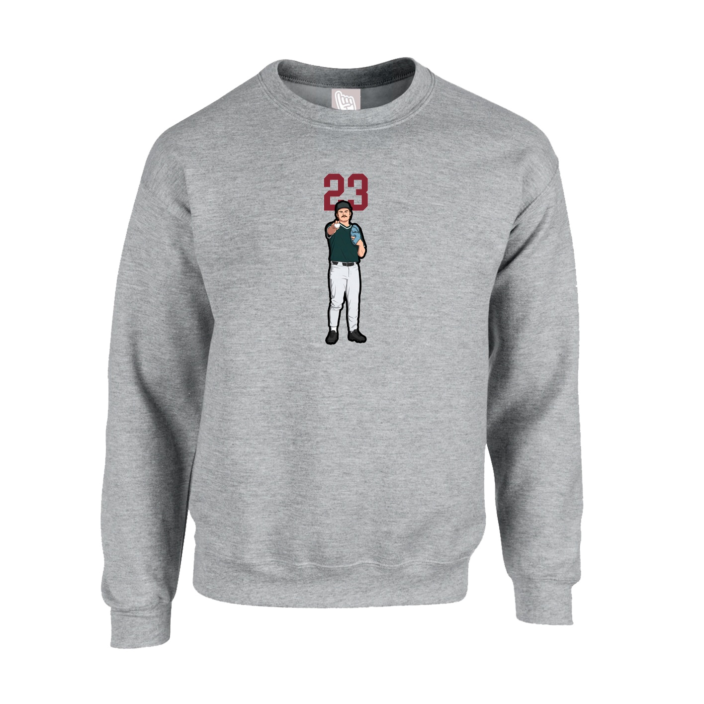 Fleece Crew — Number Top in Grey