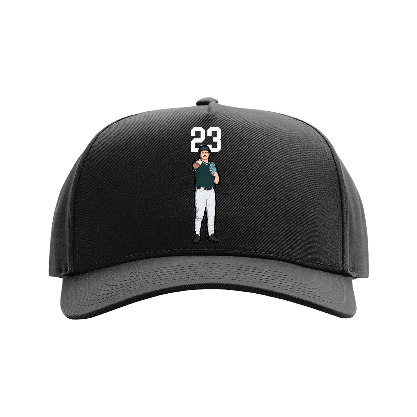 Full Fabric Five-Panel Champ Cap — Number Top in Black