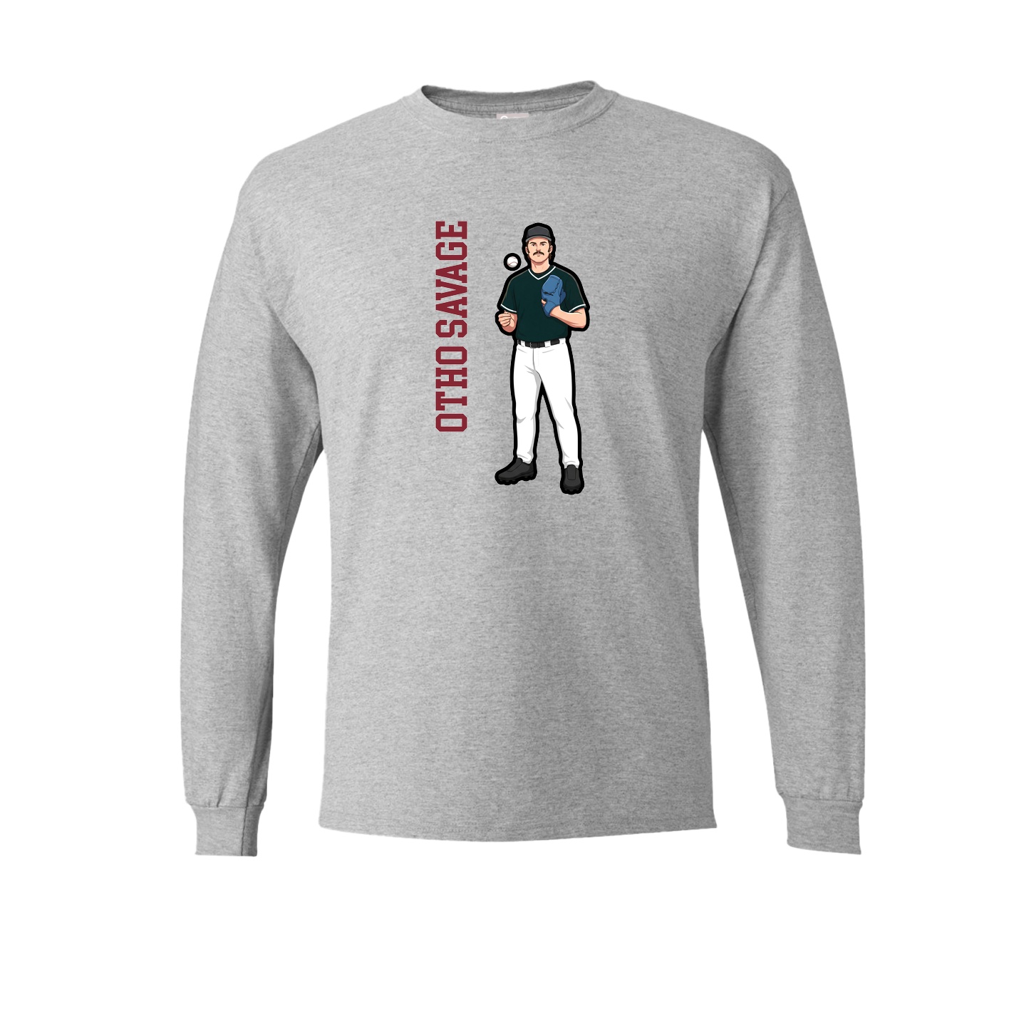 Long Sleeve Tee — Name Vertical in Grey