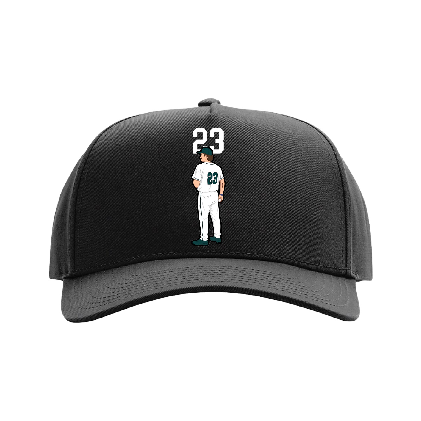Full Fabric Five-Panel Champ Cap — Number Top in Black
